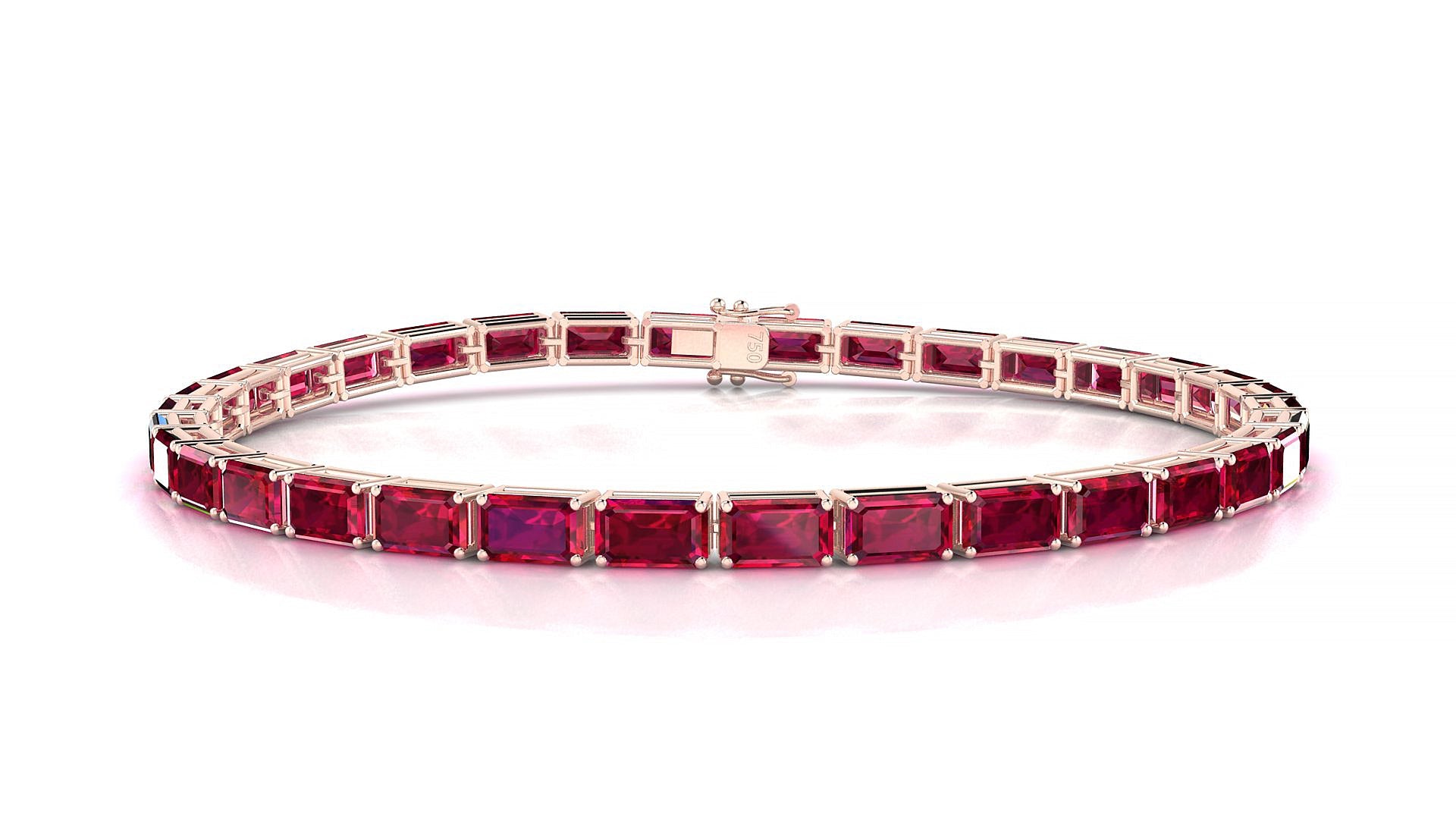 Muzo | 18k Rose Gold 5 x 3 mm Emerald Natural Ruby Tennis Bracelet