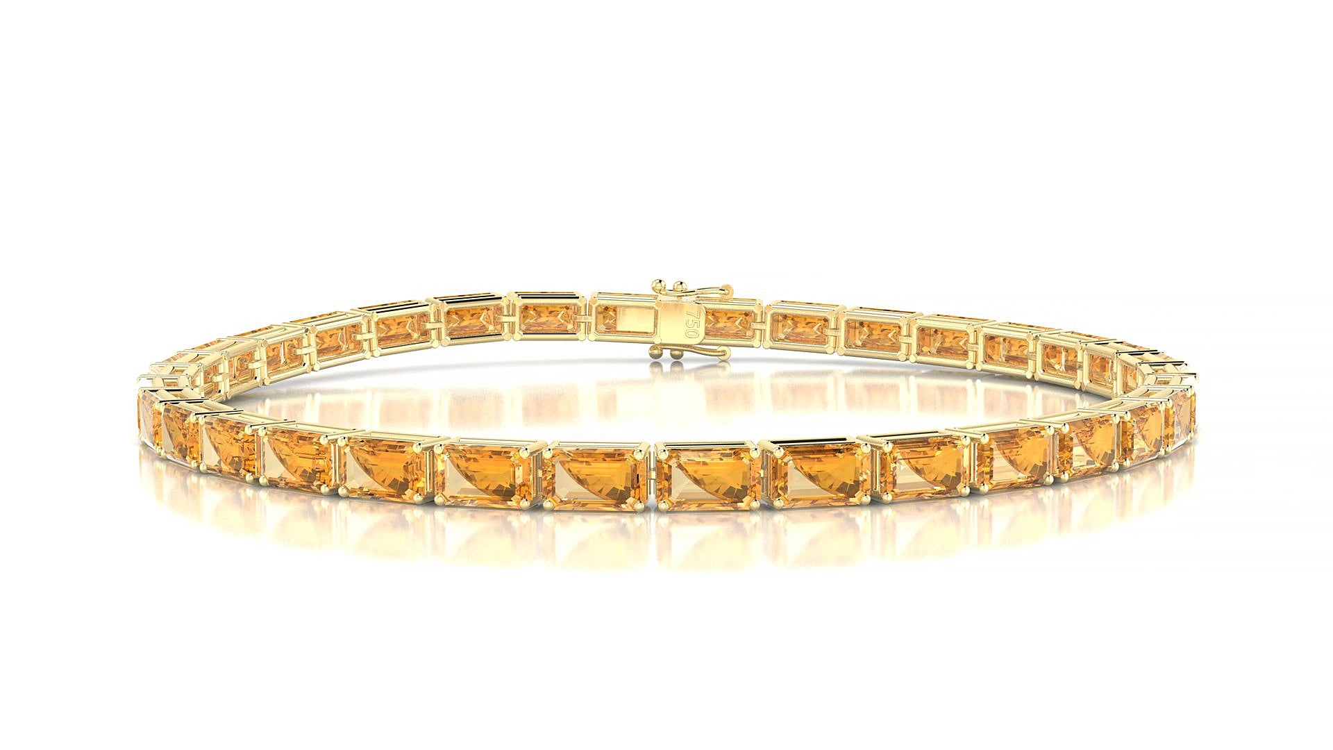 Muzo | 18k Yellow Gold 5 x 3 mm Emerald Natural Citrine 17 cm Tennis Bracelet