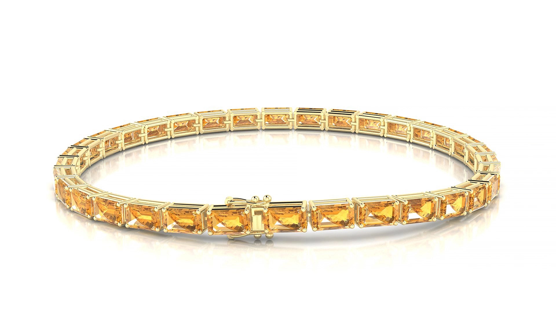 Muzo | 18k Yellow Gold 5 x 3 mm Emerald Natural Citrine 15 cm Tennis Bracelet