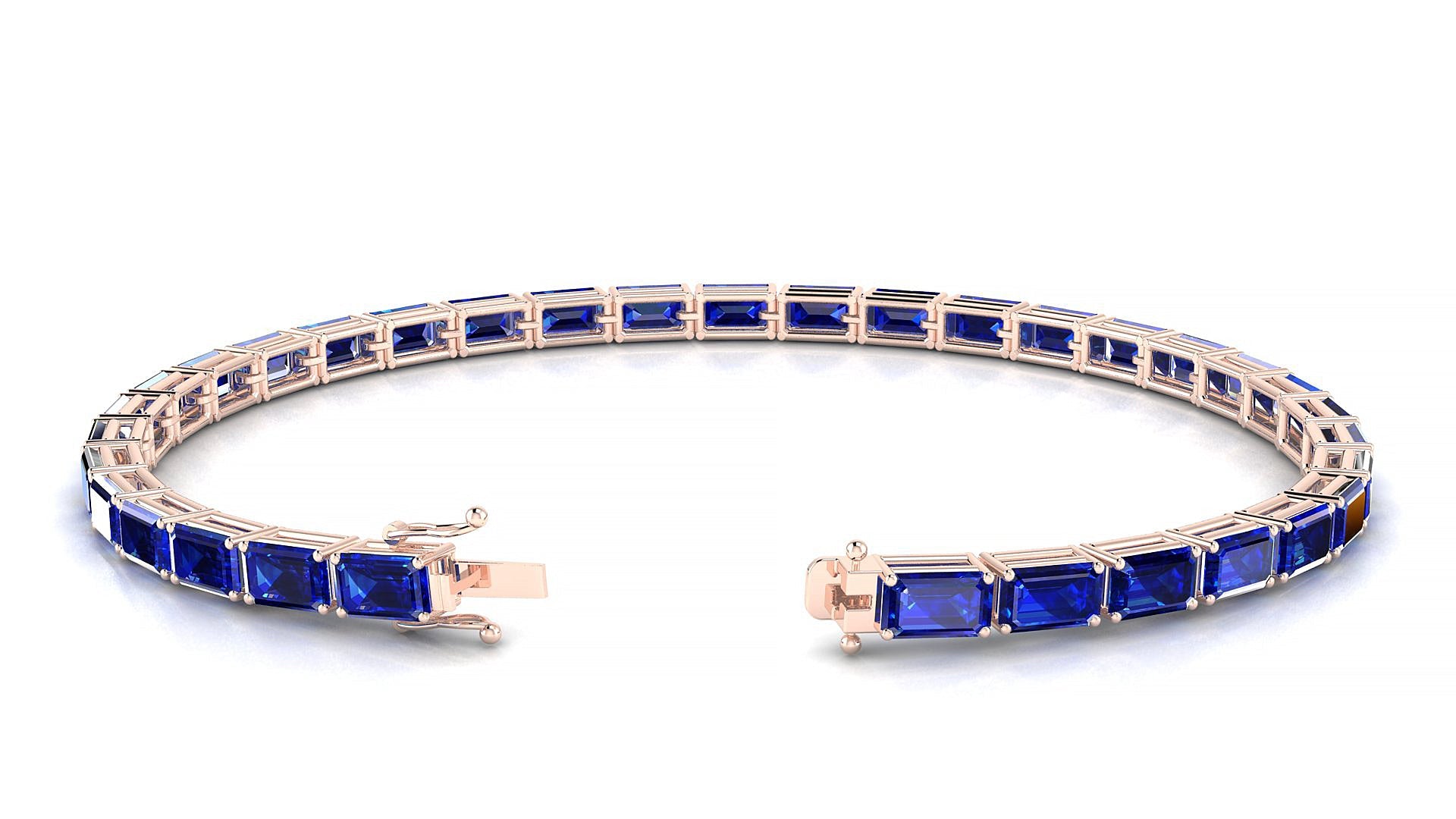 Muzo | 18k Rose Gold 5 x 3 mm Emerald Natural Sapphire Tennis Bracelet