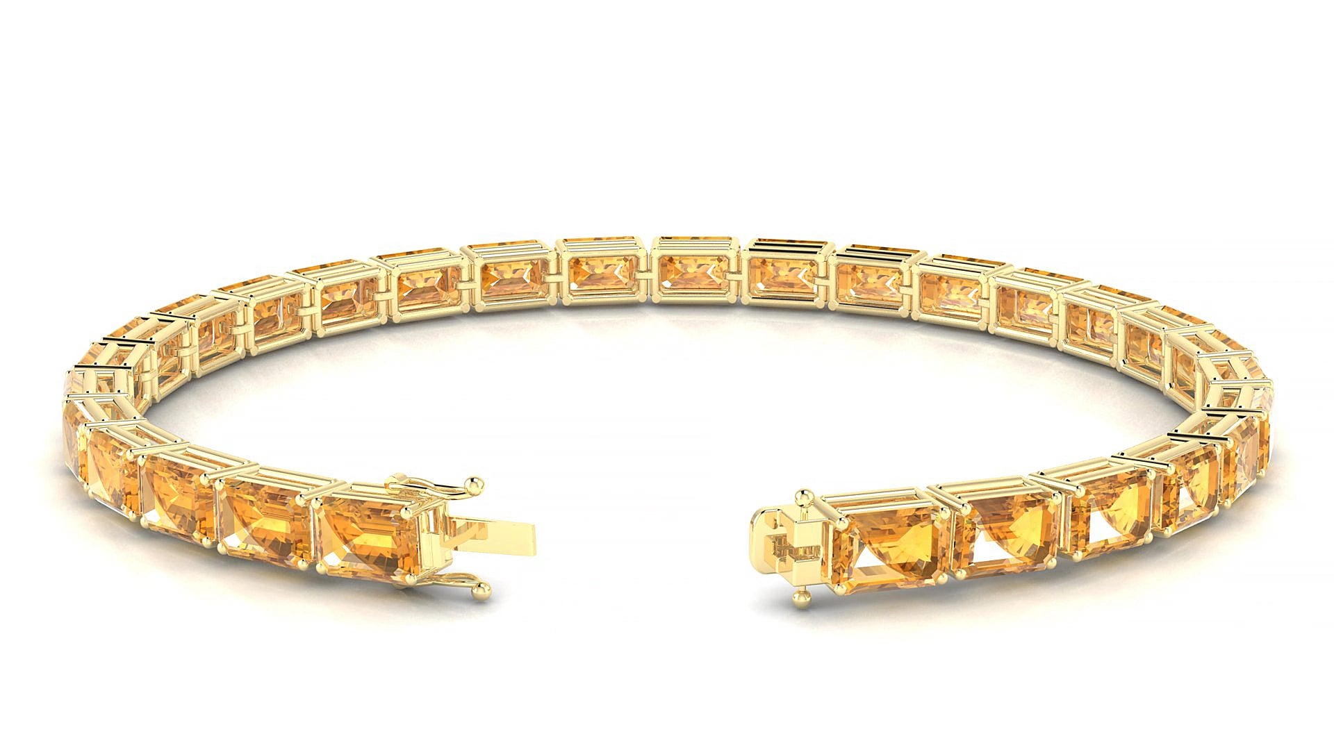 Muzo | 18k Yellow Gold 6 x 4 mm Emerald Natural Citrine 15 cm Tennis Bracelet