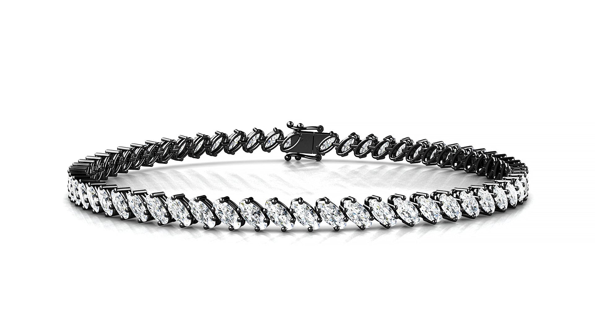Nîmes | 18k Black Gold 4 x 2 mm Oval Natural Diamond Tennis Bracelet