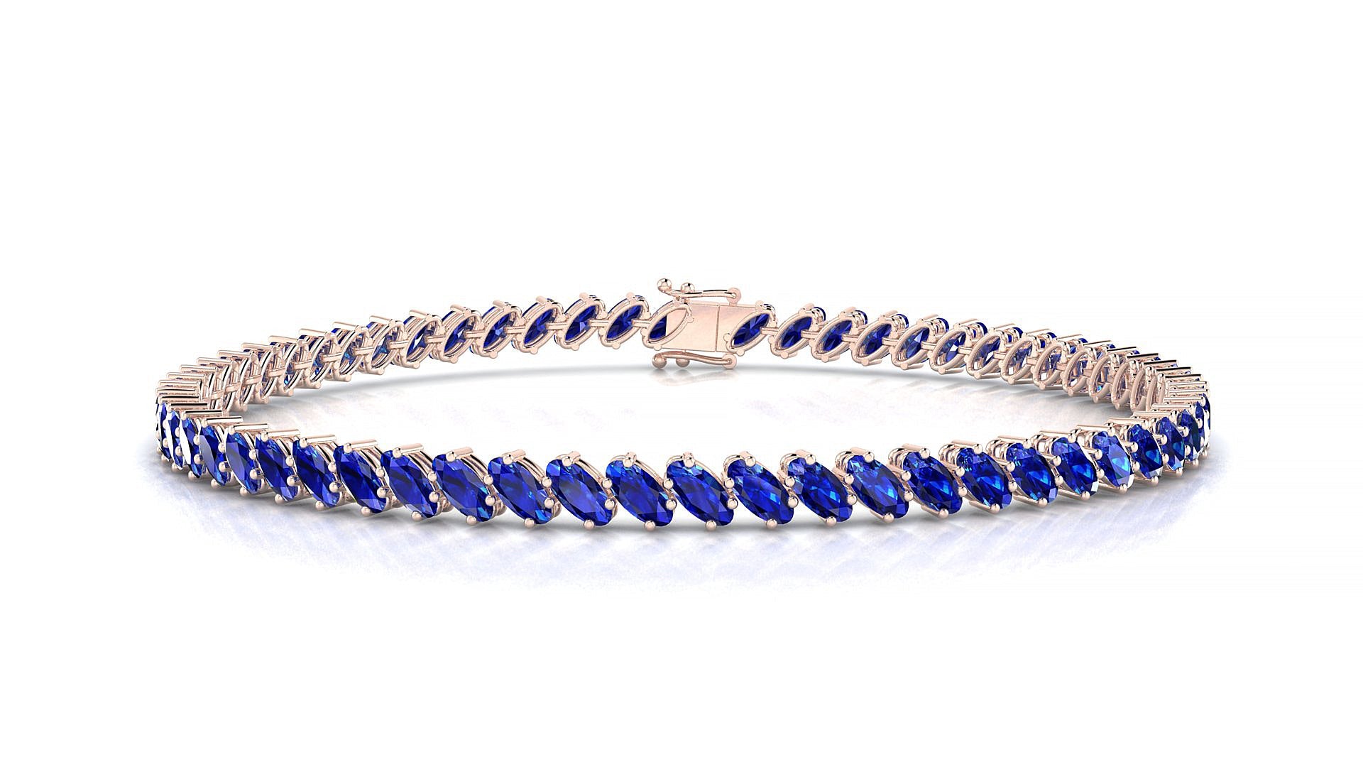 Nîmes | 18k Rose Gold 4 x 2 mm Oval Natural Sapphire Tennis Bracelet
