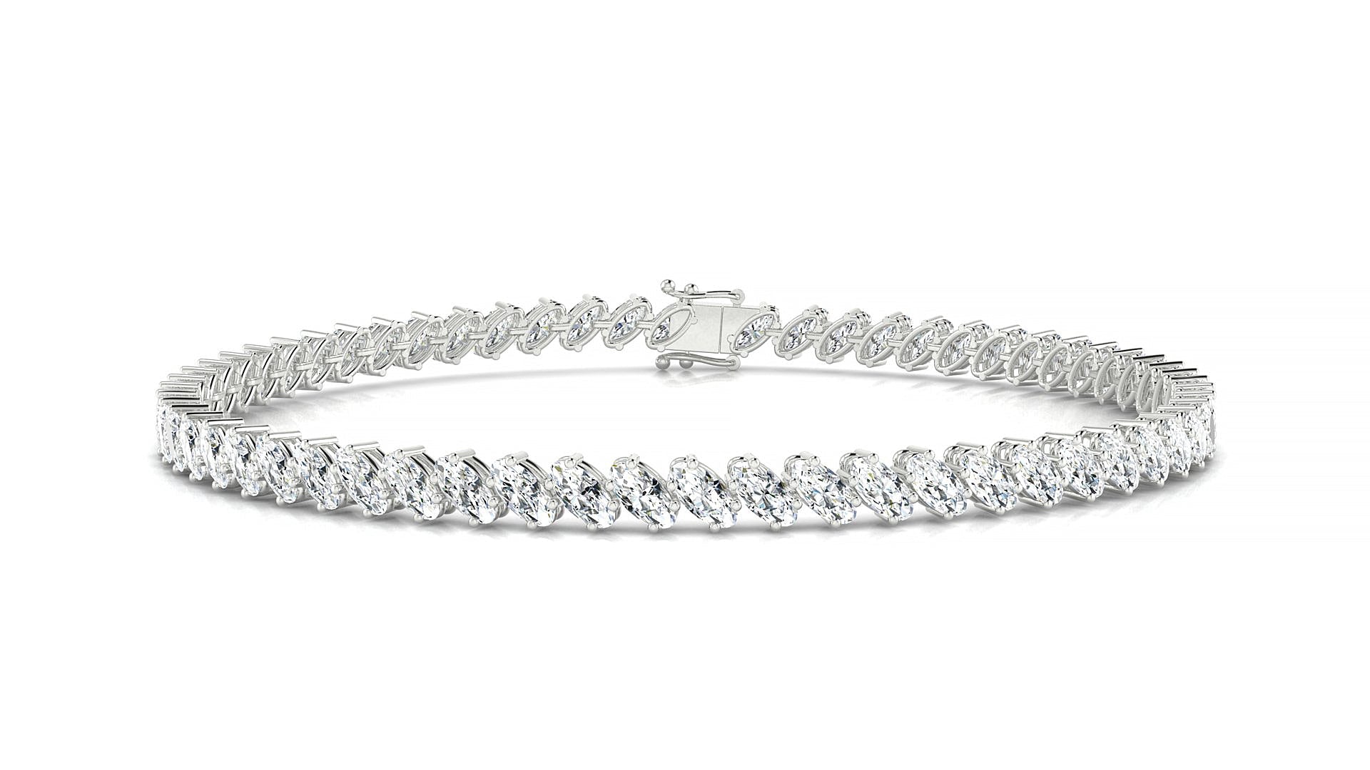 Nîmes | 18k White Gold 4 x 2 mm Oval Natural Diamond Tennis Bracelet