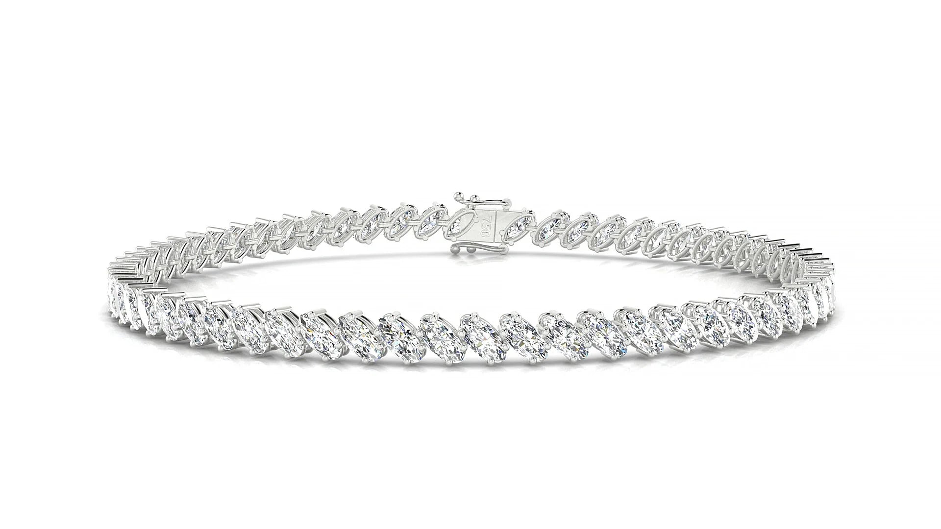 Nîmes | 18k White Gold 4 x 2 mm Oval Lab-Grown Diamond 18 cm Tennis Bracelet