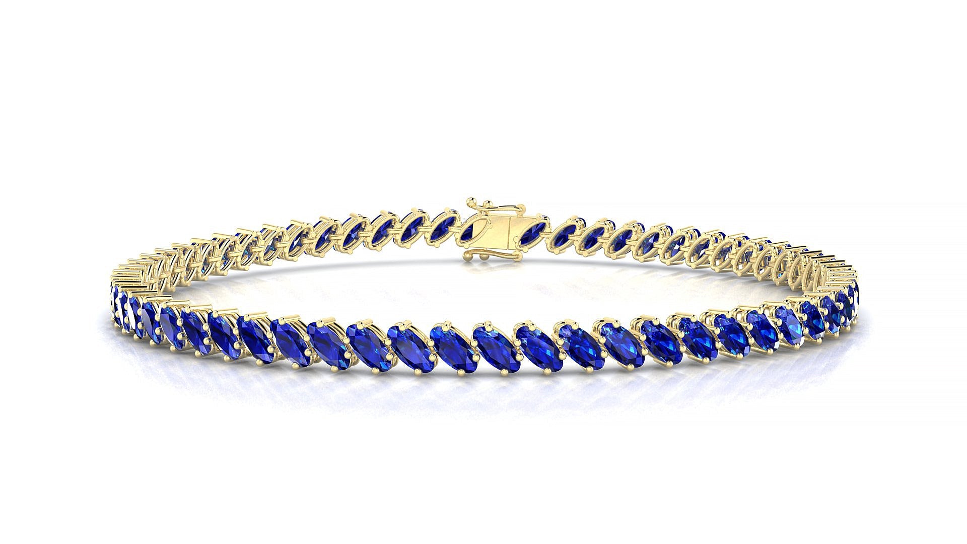 Nîmes | 18k Yellow Gold 4 x 2 mm Oval Natural Sapphire Tennis Bracelet