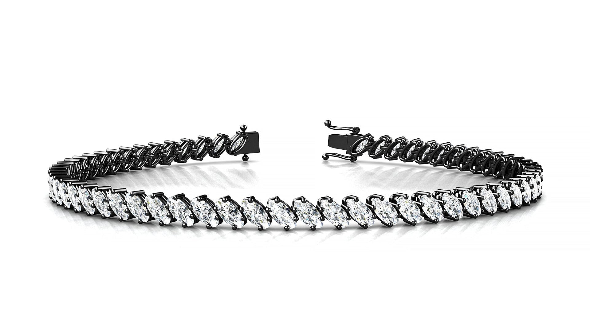 Nîmes | 18k Black Gold 4 x 2 mm Oval Natural Diamond Tennis Bracelet