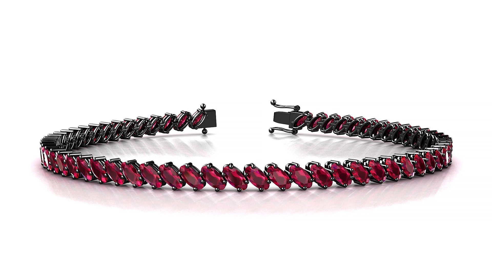 Nîmes | 18k Black Gold 4 x 2 mm Oval Natural Ruby Tennis Bracelet