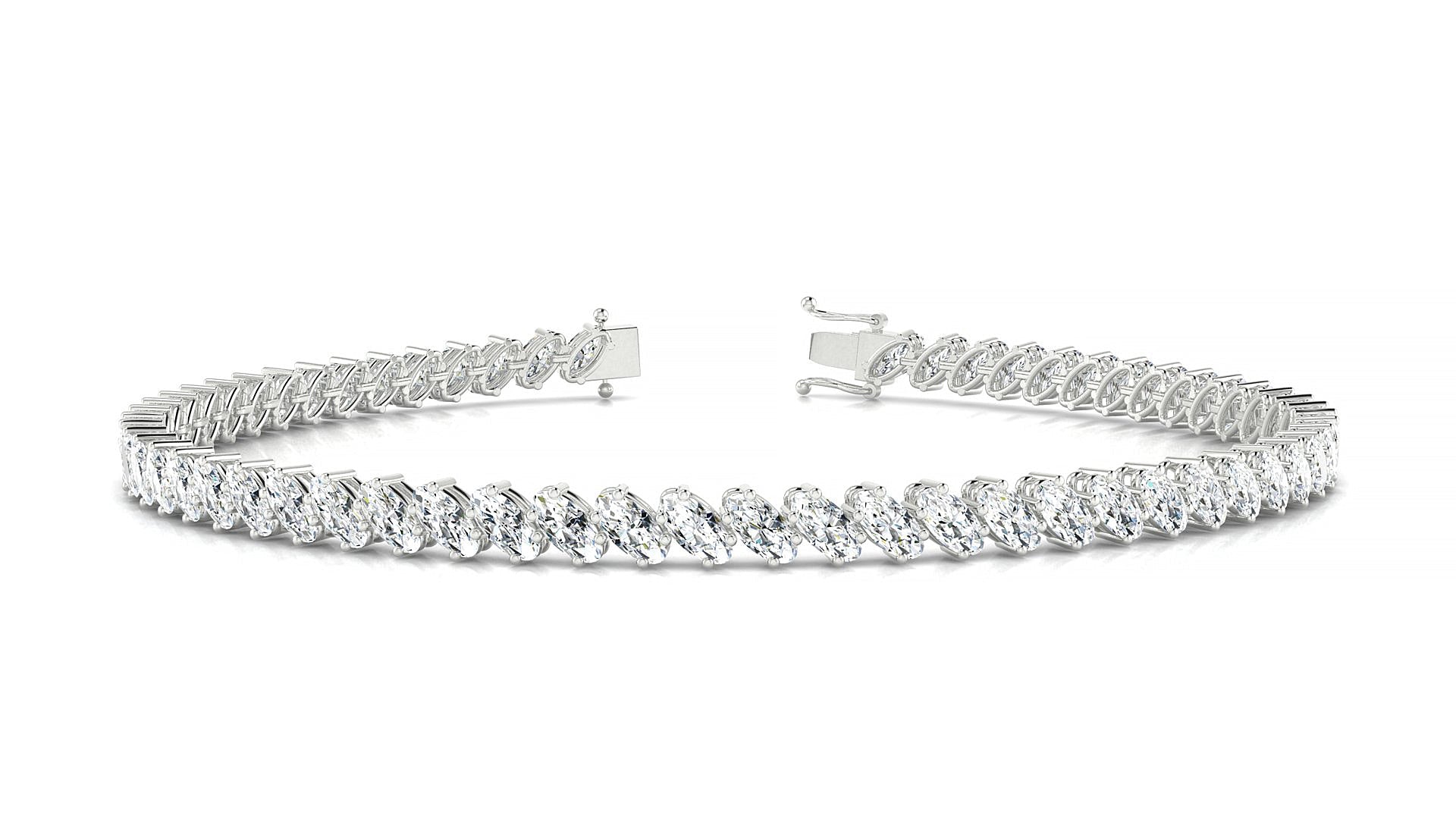 Nîmes | 18k White Gold 4 x 2 mm Oval Natural Diamond Tennis Bracelet