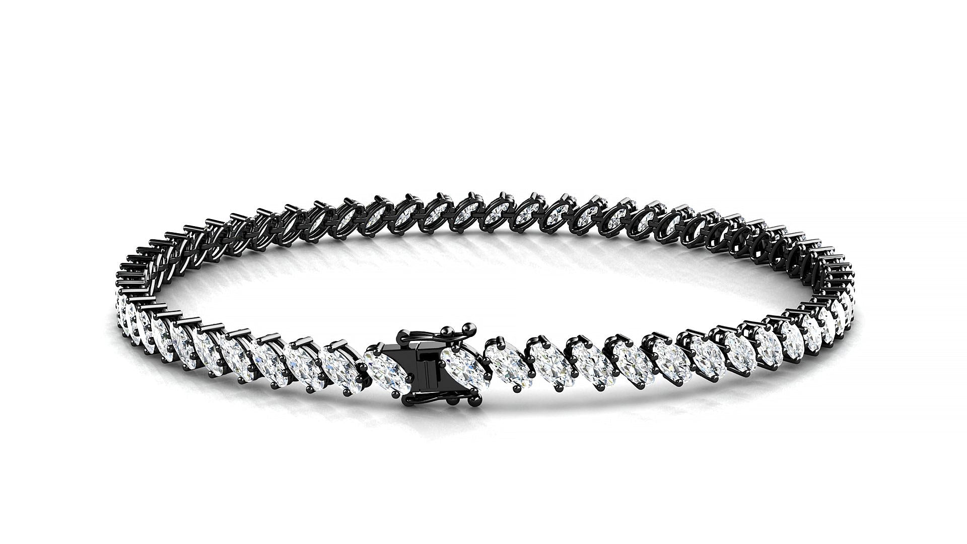 Nîmes | 18k Black Gold 4 x 2 mm Oval Natural Diamond Tennis Bracelet