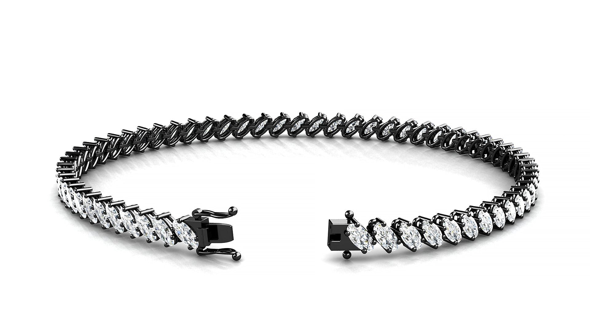 Nîmes | 18k Black Gold 4 x 2 mm Oval Natural Diamond Tennis Bracelet