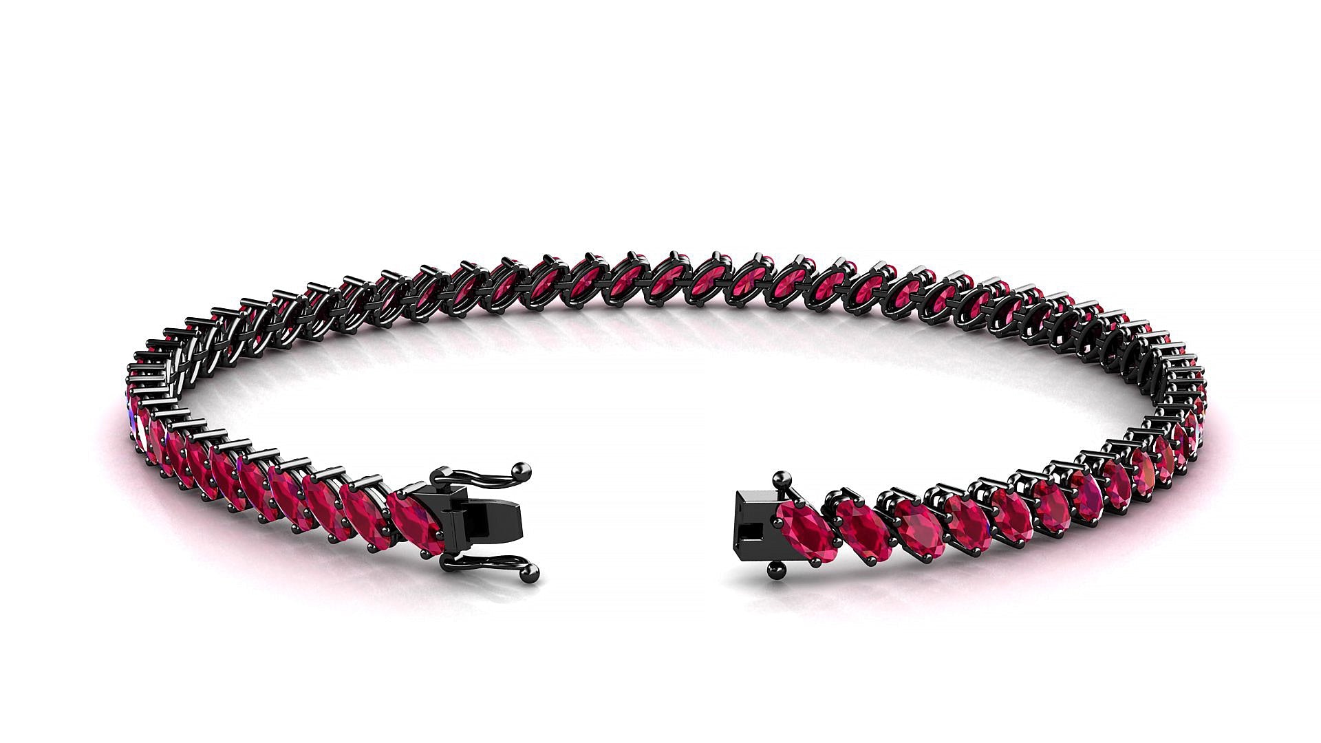 Nîmes | 18k Black Gold 4 x 2 mm Oval Natural Ruby Tennis Bracelet