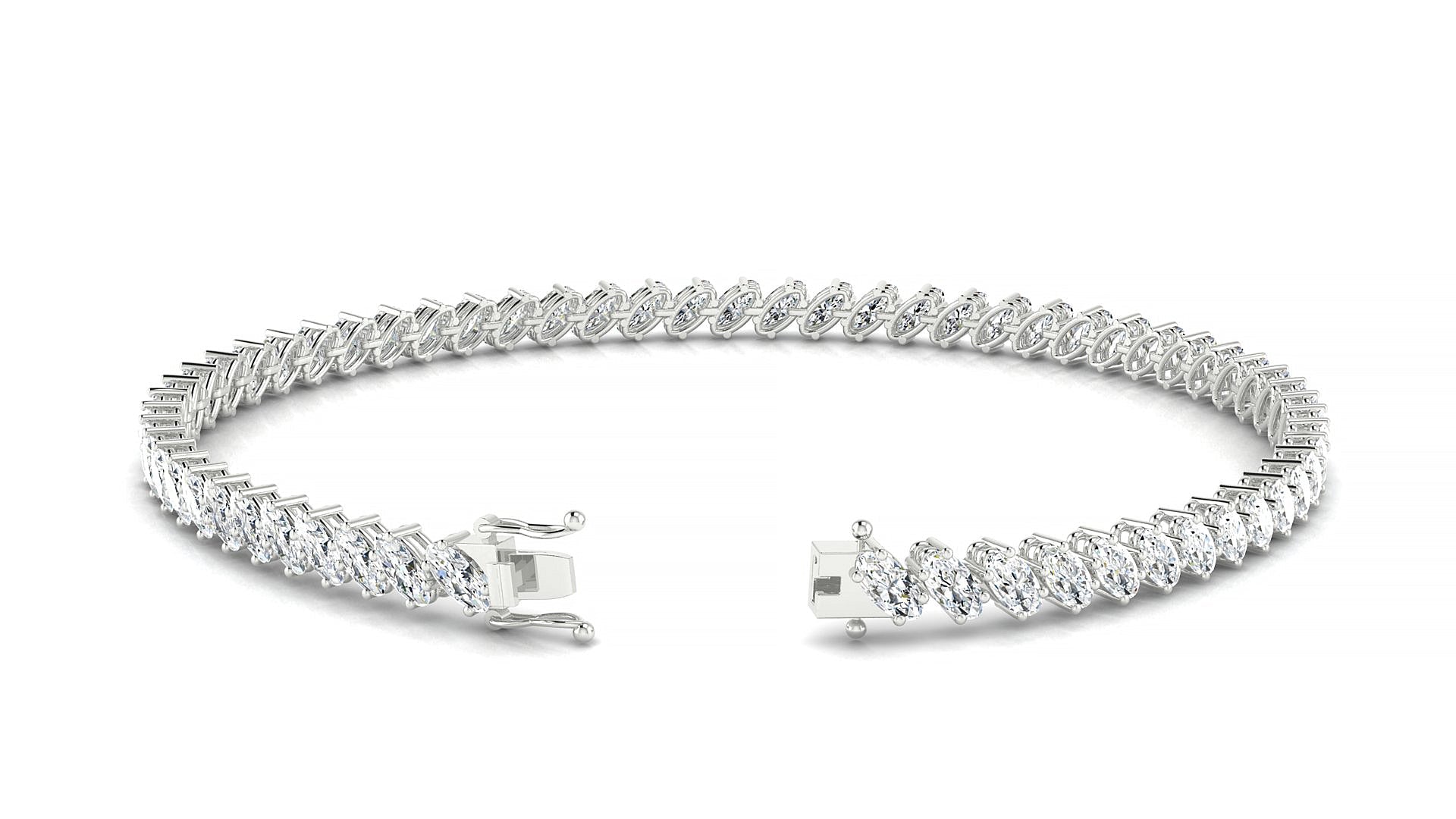 Nîmes | 18k White Gold 4 x 2 mm Oval Natural Diamond Tennis Bracelet