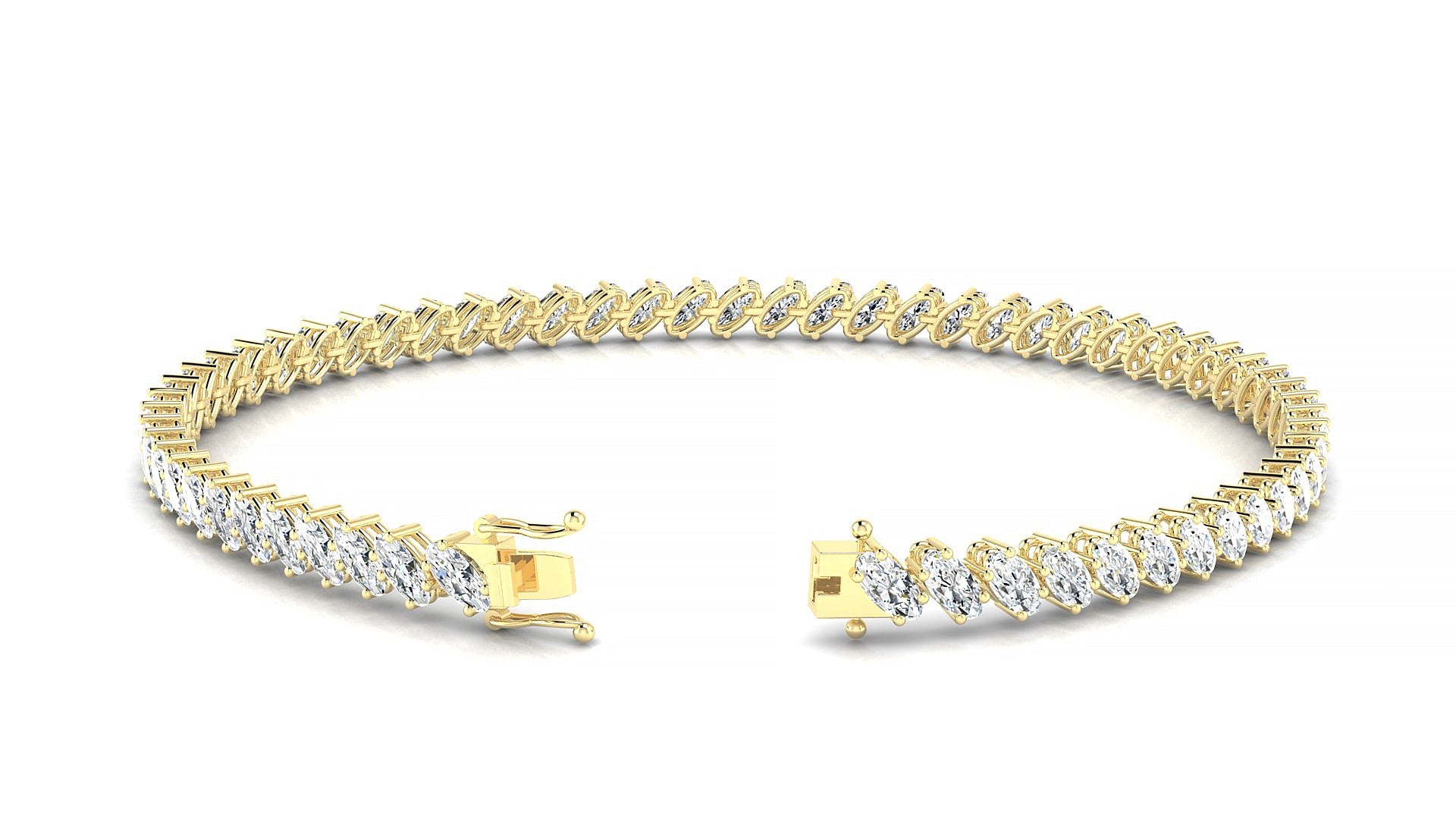 Nîmes | 18k Yellow Gold 4 x 2 mm Oval Natural Diamond Tennis Bracelet