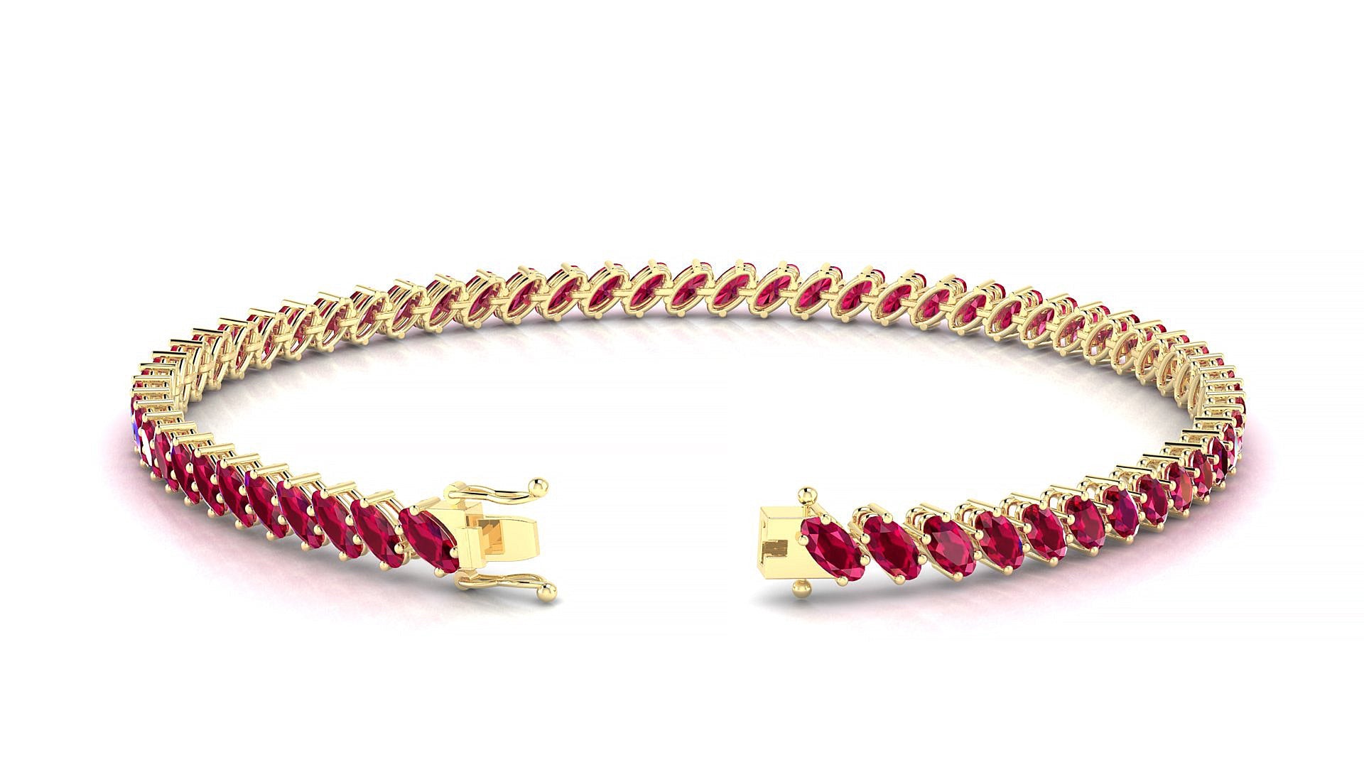 Nîmes | 18k Yellow Gold 4 x 2 mm Oval Natural Ruby Tennis Bracelet