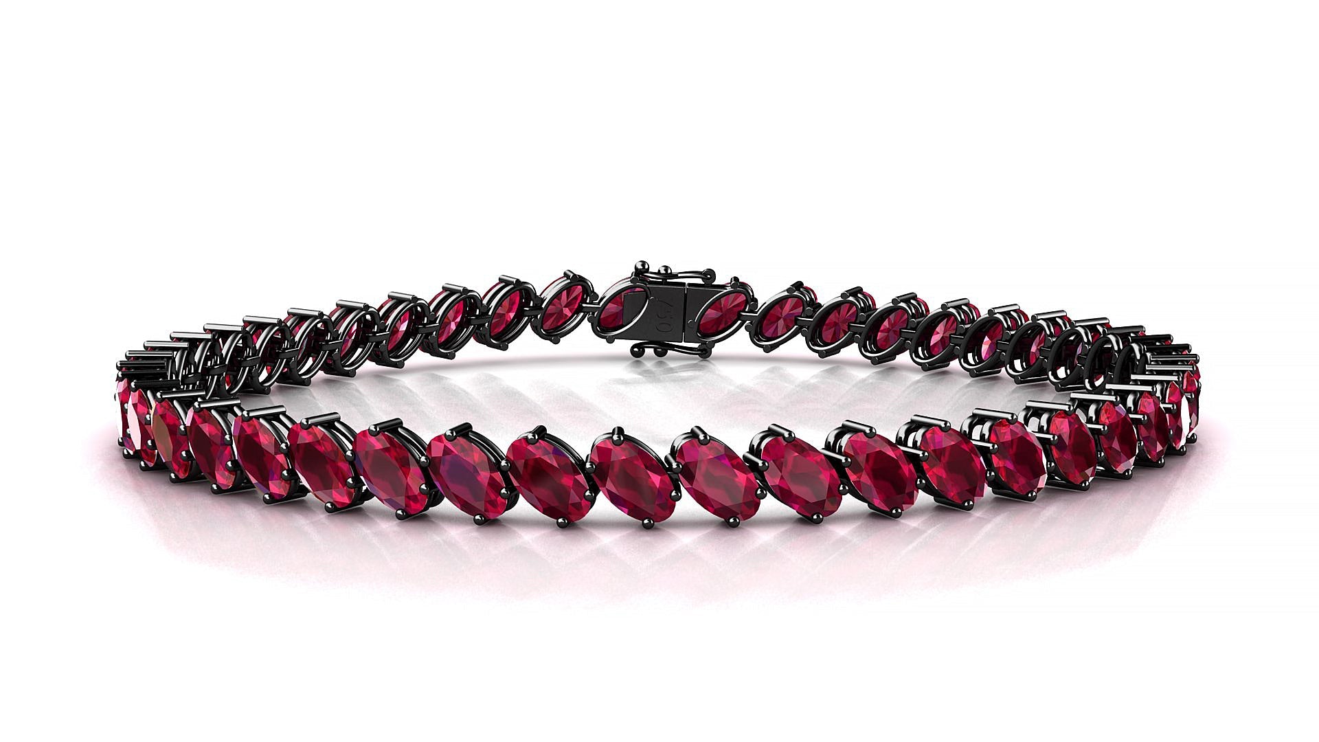 Nîmes | 18k Black Gold 5 x 3 mm Oval Natural Ruby Tennis Bracelet