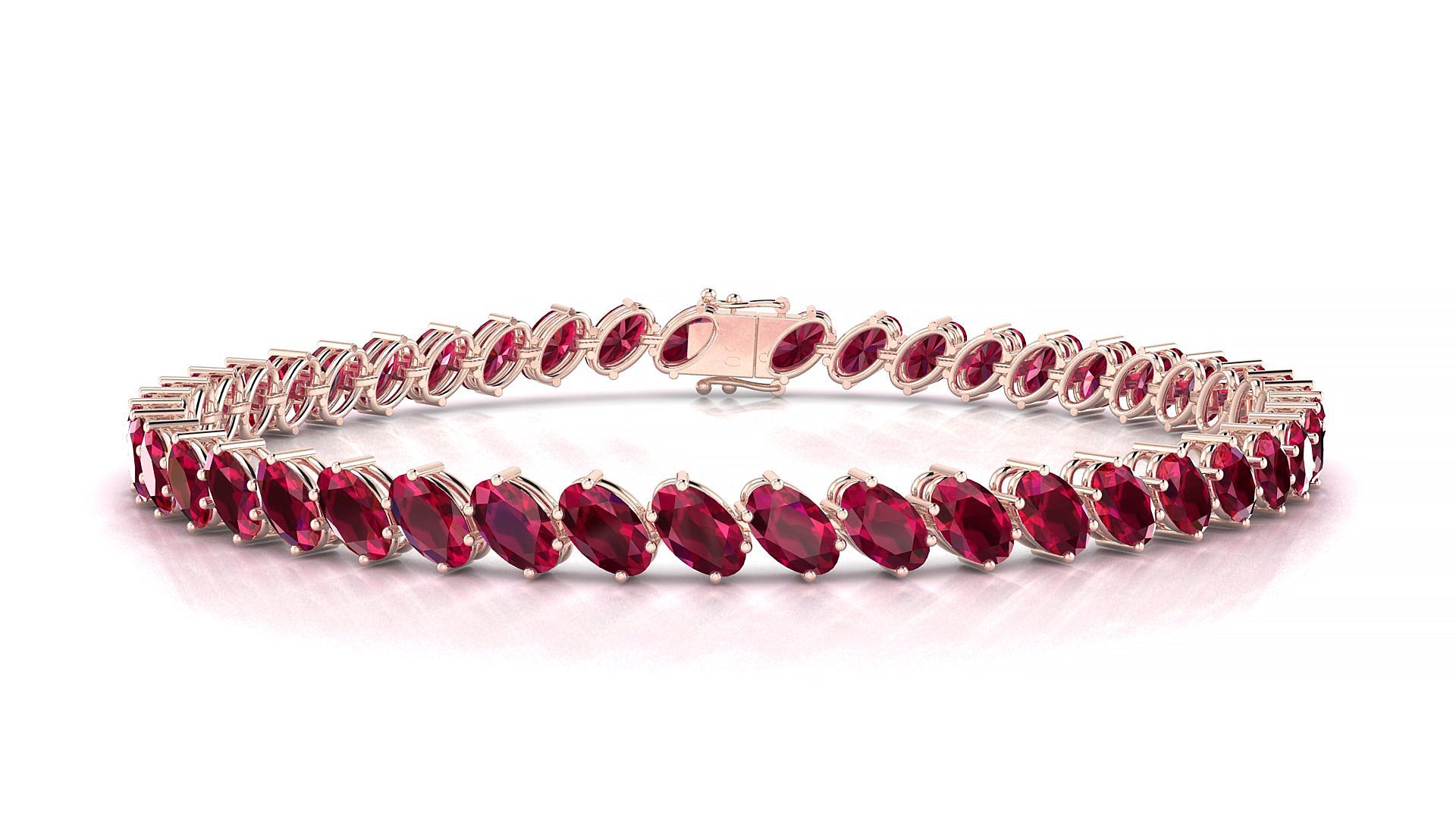 Nîmes | 18k Rose Gold 5 x 3 mm Oval Natural Ruby Tennis Bracelet