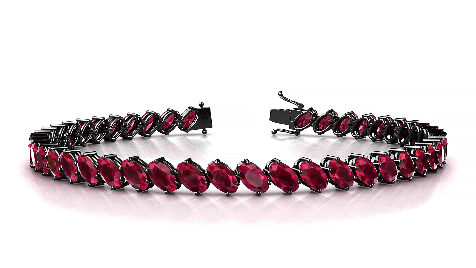 Nîmes | 18k Black Gold 5 x 3 mm Oval Natural Ruby Tennis Bracelet