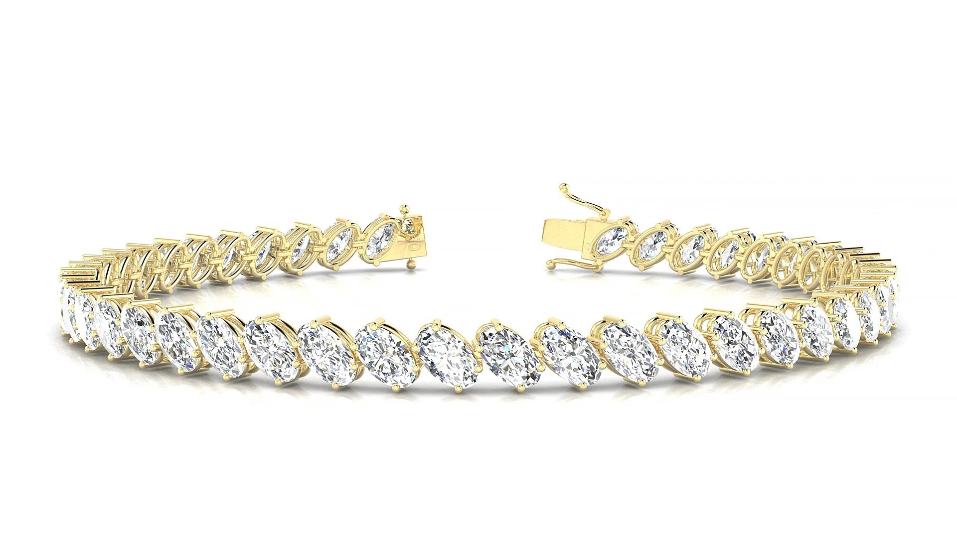 Nîmes | 18k Yellow Gold 5 x 3 mm Oval Lab-Grown Diamond 18 cm Tennis Bracelet