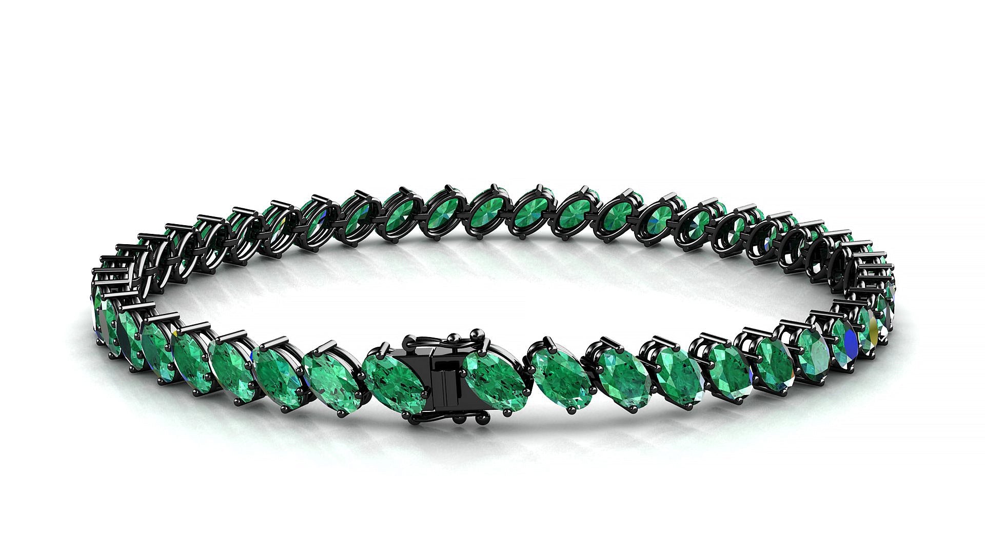 Nîmes | 18k Black Gold 5 x 3 mm Oval Natural Emerald Tennis Bracelet