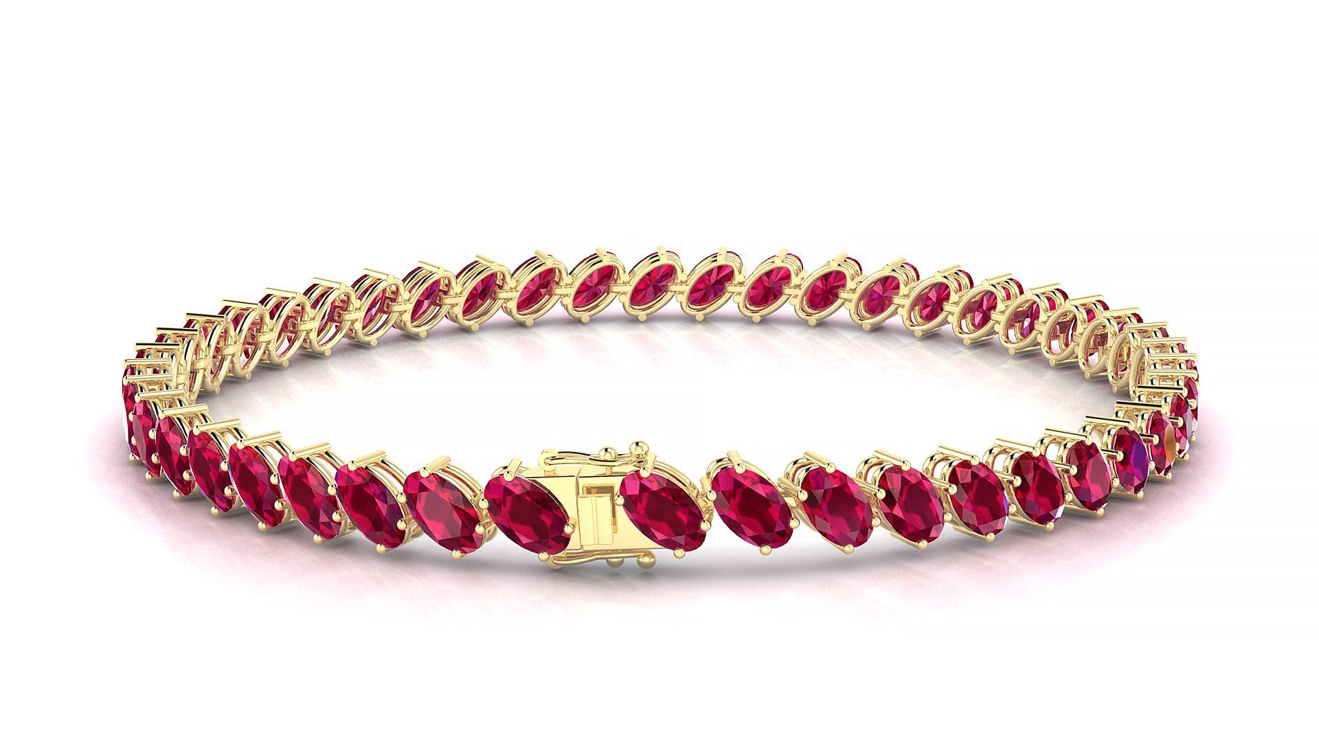 Nîmes | 18k Yellow Gold 5 x 3 mm Oval Natural Ruby Tennis Bracelet