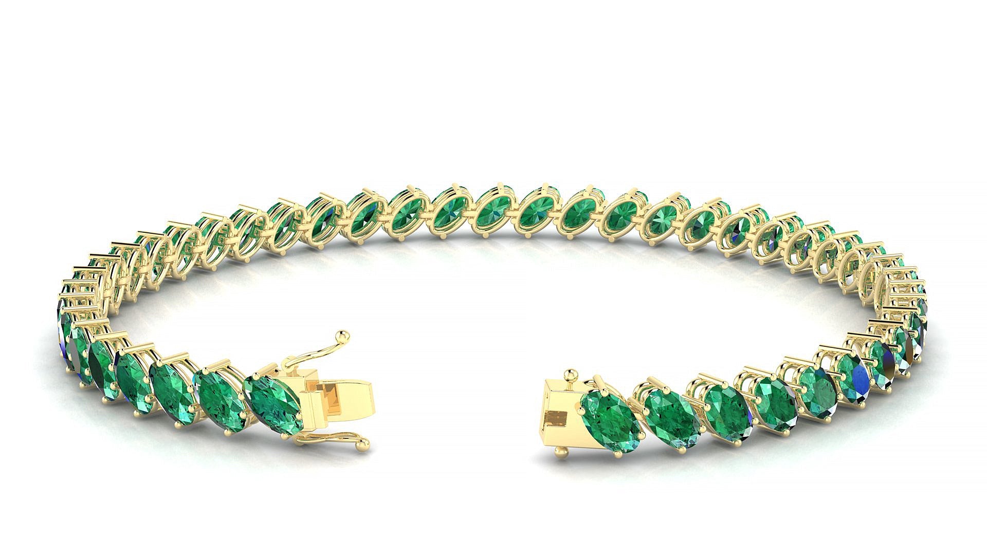 Nîmes | 18k Yellow Gold 5 x 3 mm Oval Natural Emerald Tennis Bracelet