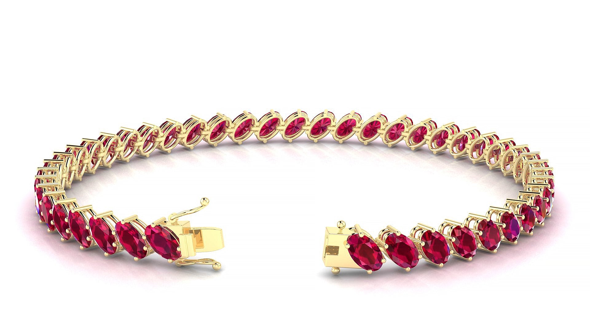 Nîmes | 18k Yellow Gold 5 x 3 mm Oval Natural Ruby Tennis Bracelet