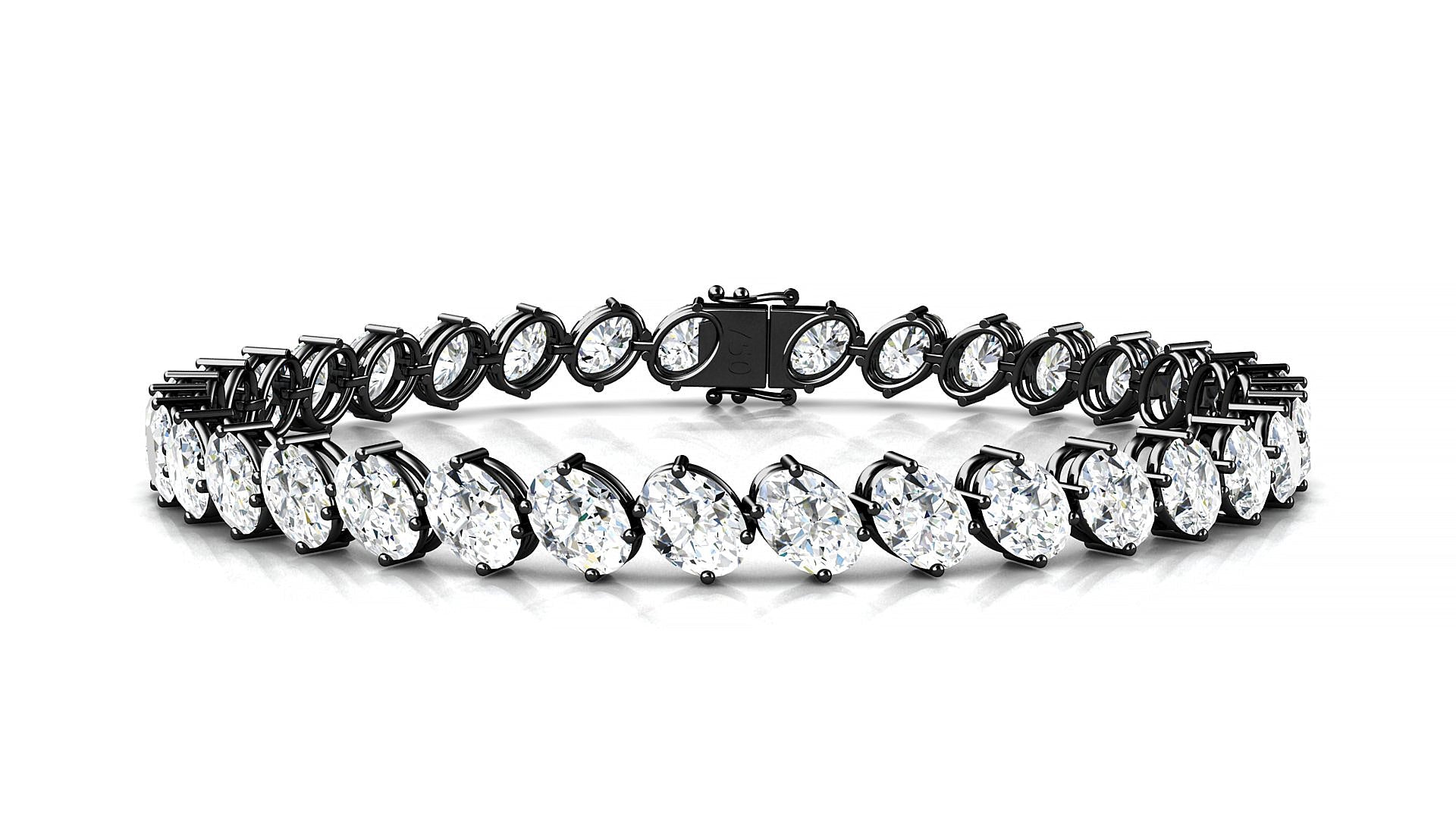 Nîmes | 18k Black Gold 5.5 x 4 mm Oval Natural Diamond Tennis Bracelet