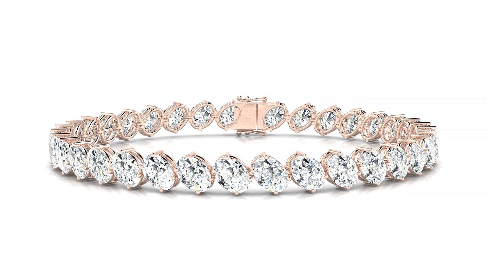 Nîmes | 18k Rose Gold 5.5 x 4 mm Oval Natural Diamond Tennis Bracelet
