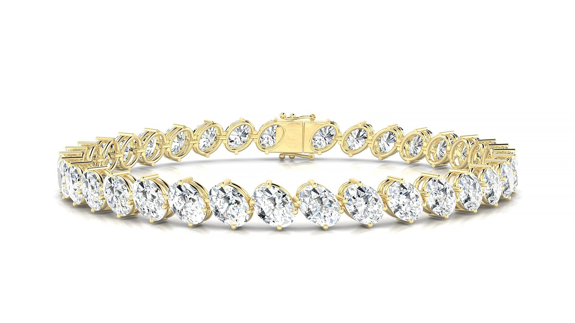 Nîmes | 18k Yellow Gold 5.5 x 4 mm Oval Natural Diamond Tennis Bracelet