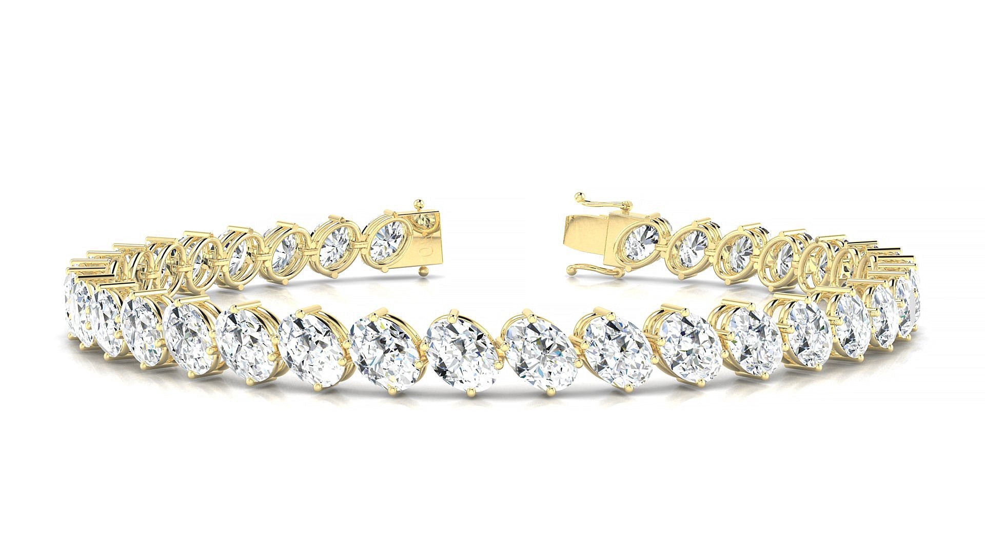 Nîmes | 18k Yellow Gold 5.5 x 4 mm Oval Natural Diamond Tennis Bracelet