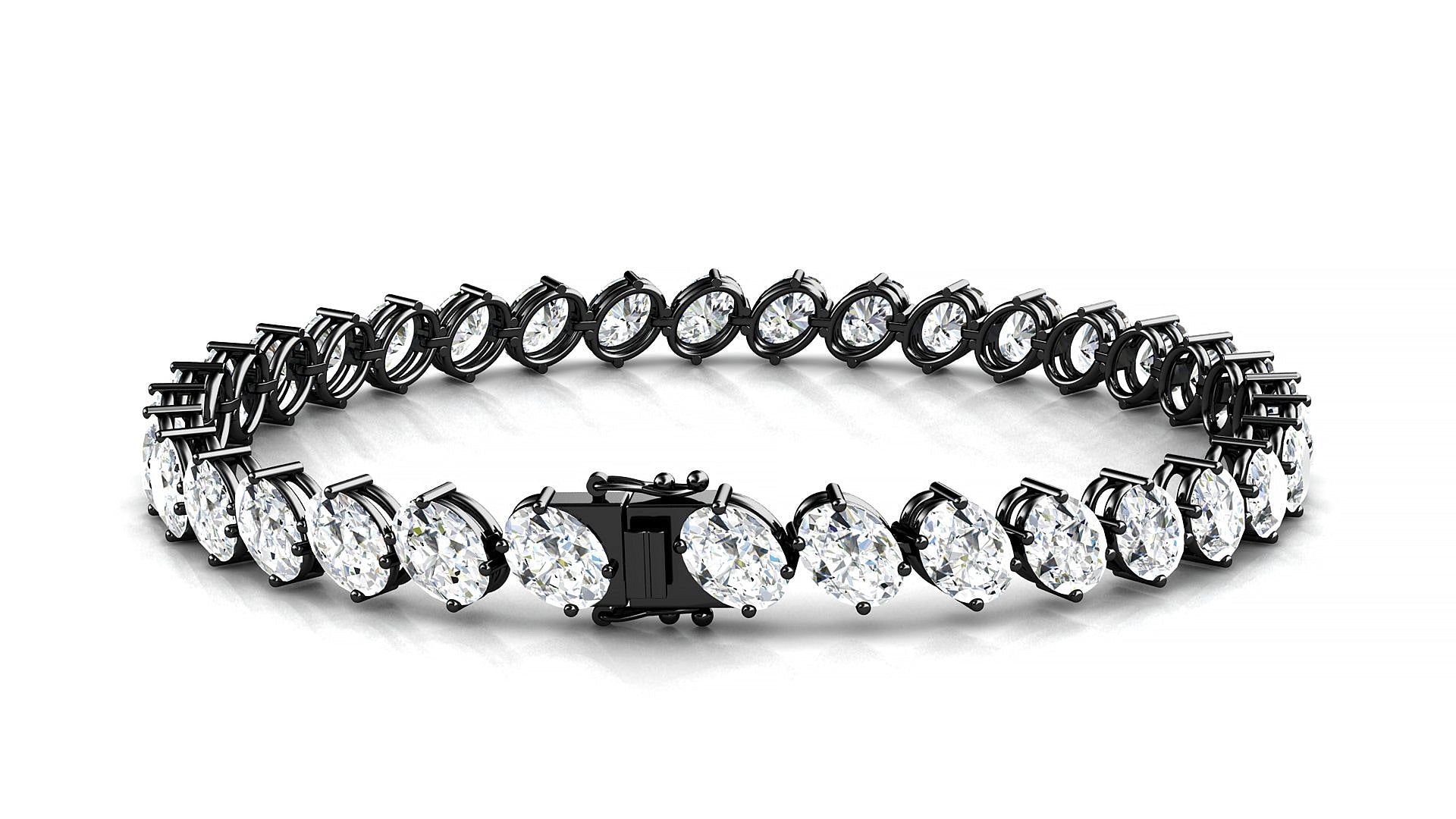 Nîmes | 18k Black Gold 5.5 x 4 mm Oval Natural Diamond Tennis Bracelet