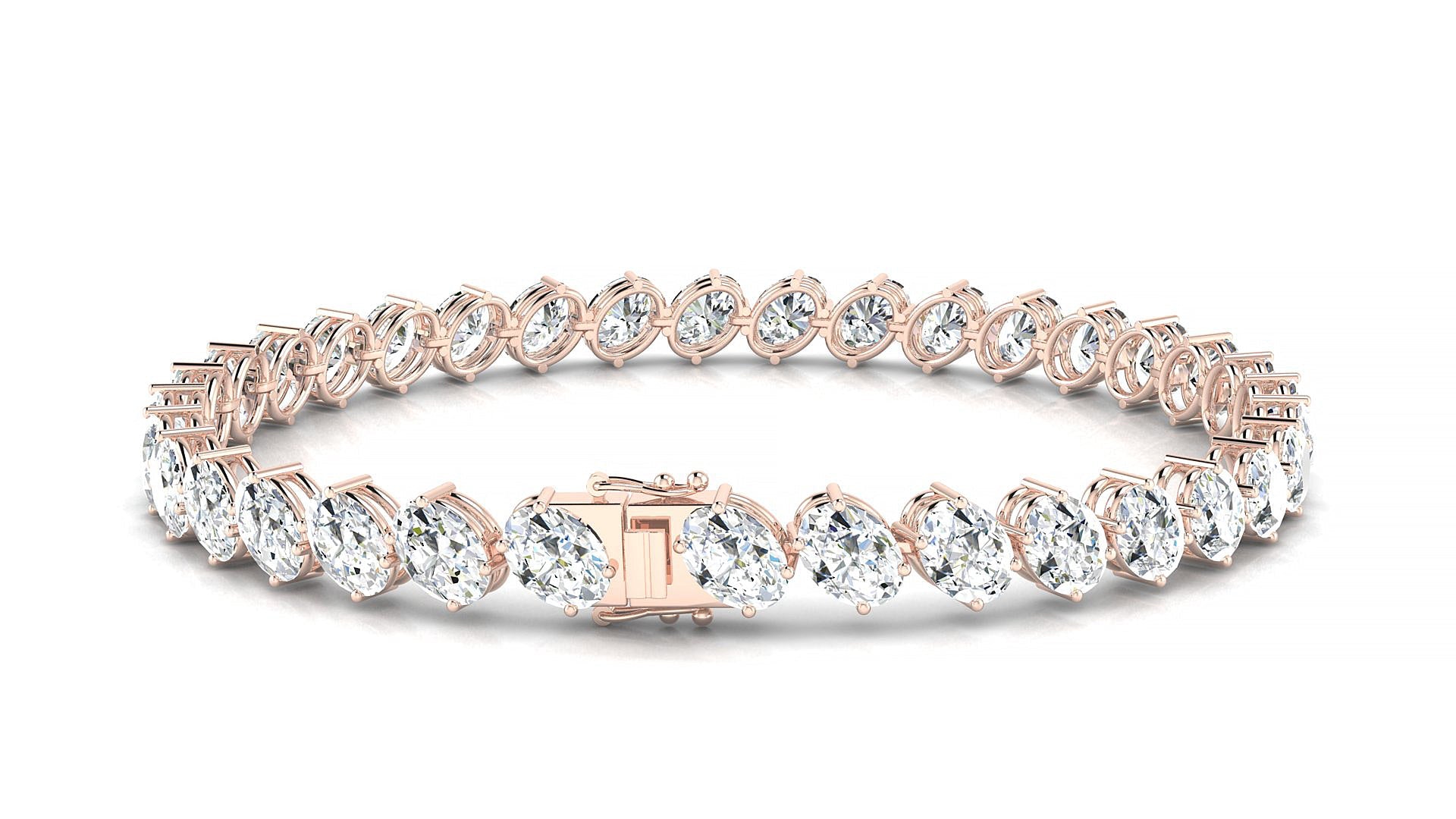 Nîmes | 18k Rose Gold 5.5 x 4 mm Oval Natural Diamond Tennis Bracelet