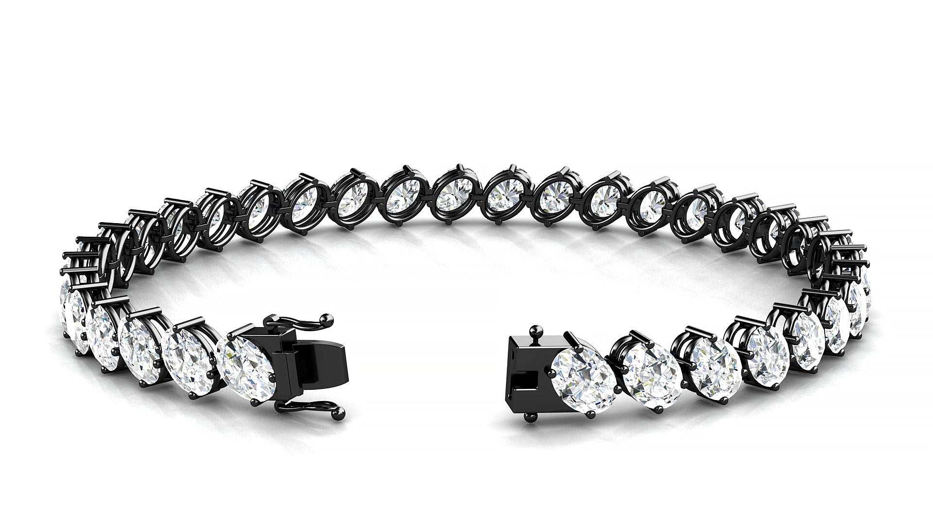 Nîmes | 18k Black Gold 5.5 x 4 mm Oval Natural Diamond Tennis Bracelet