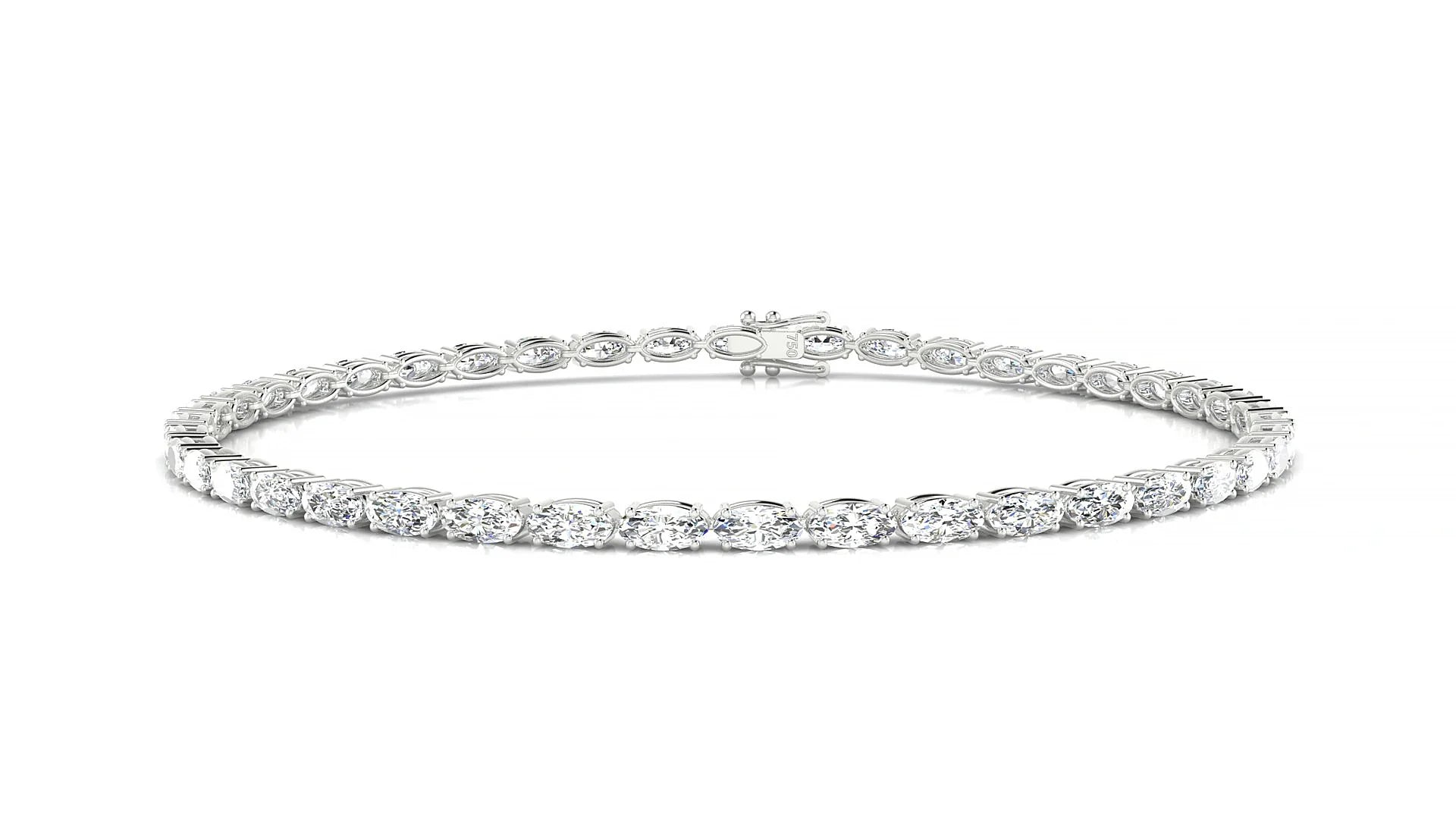 Pula | 18k White Gold 4 x 2 mm Oval Lab-Grown Diamond 18 cm Tennis Bracelet