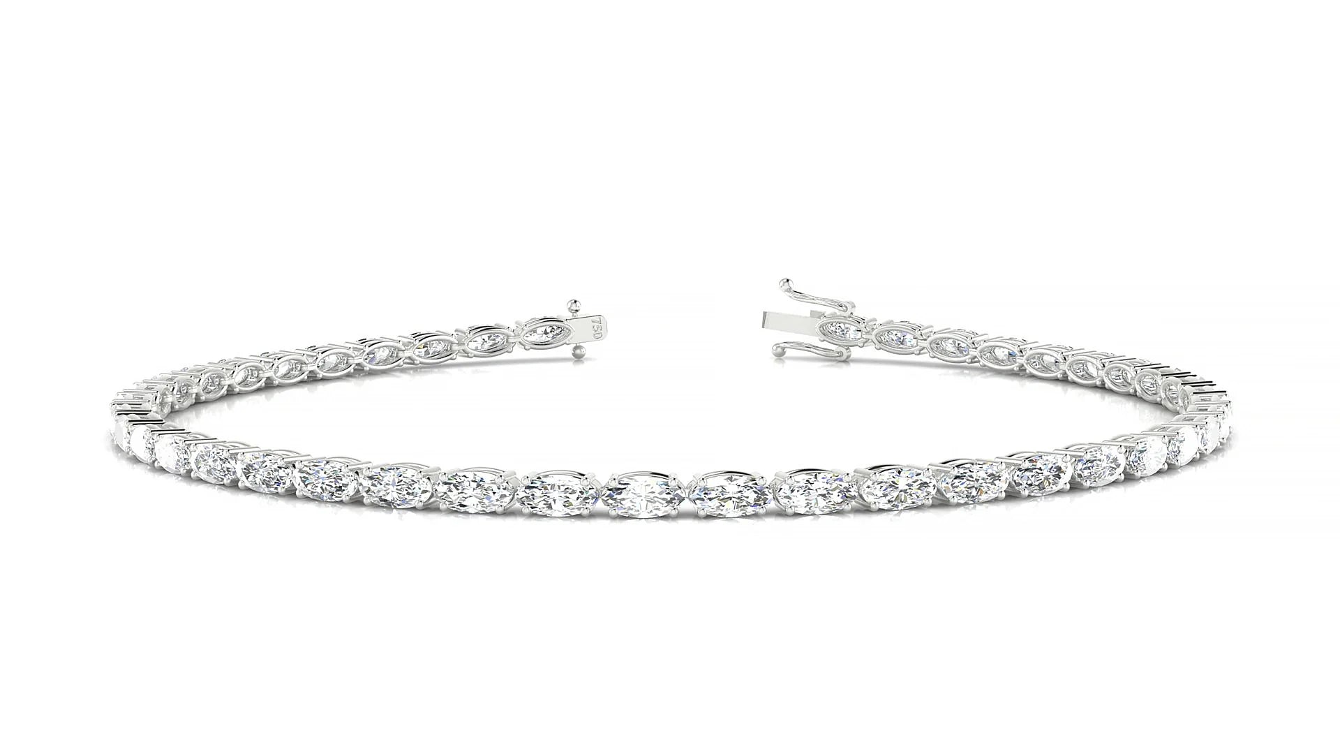 Pula | 18k White Gold 4 x 2 mm Oval Lab-Grown Diamond 18 cm Tennis Bracelet