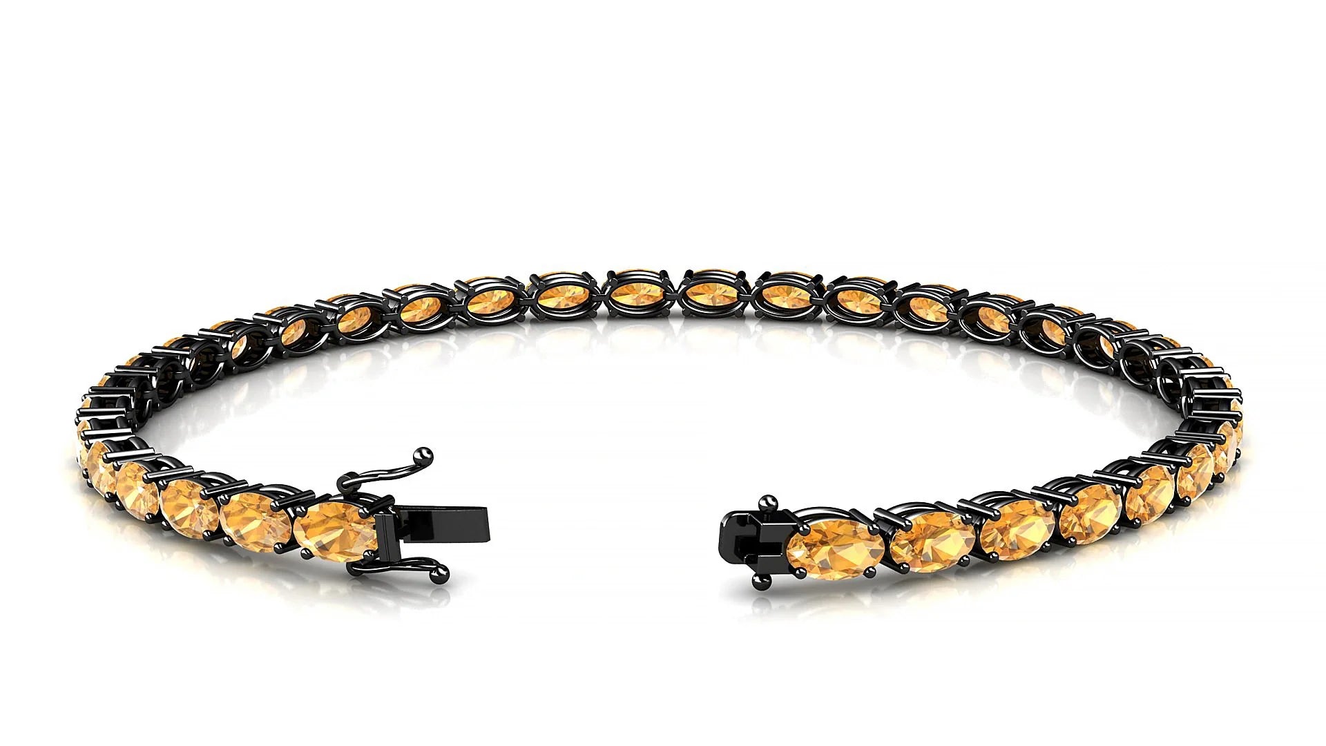 Pula | 18k Black Gold 5 x 3 mm Oval Natural Citrine 18 cm Tennis Bracelet