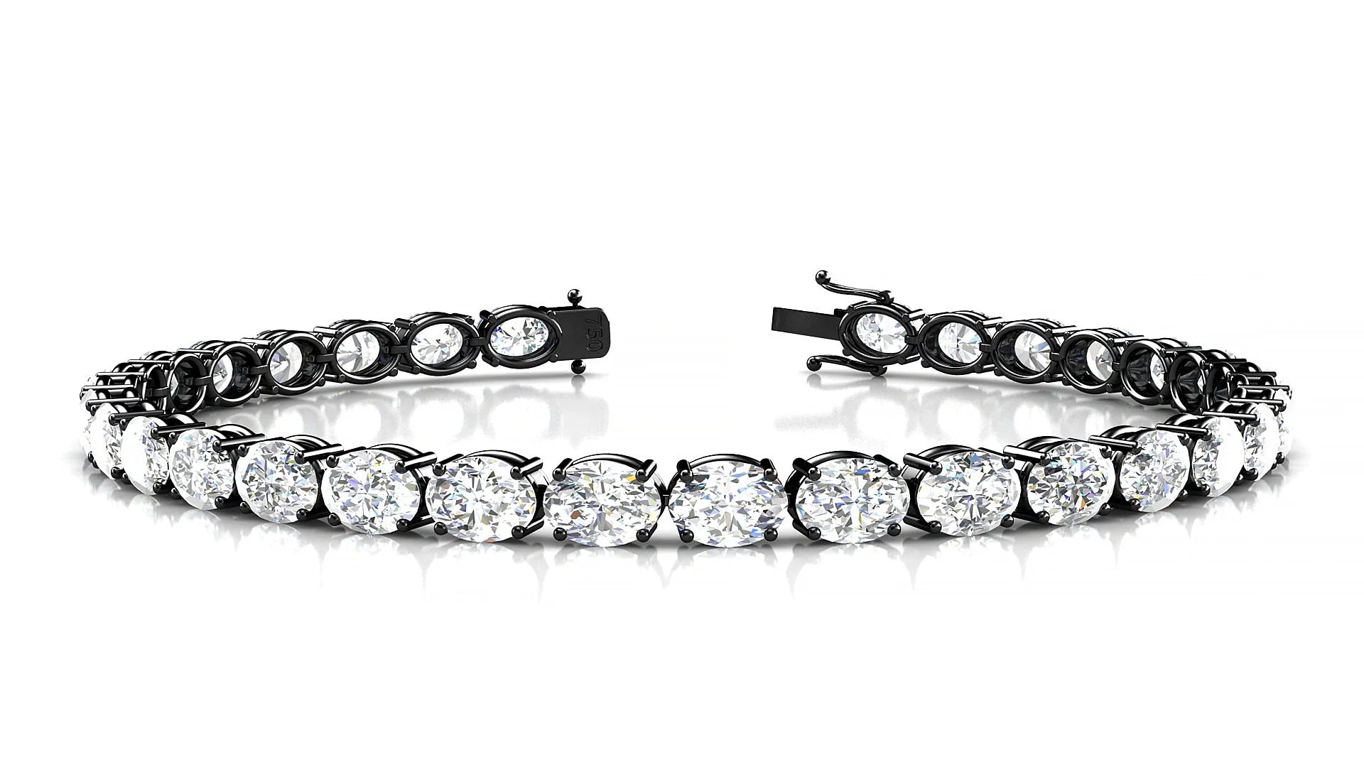 Pula | 18k Black Gold 5.5 x 4 mm Oval Lab-Grown Diamond 18 cm Tennis Bracelet