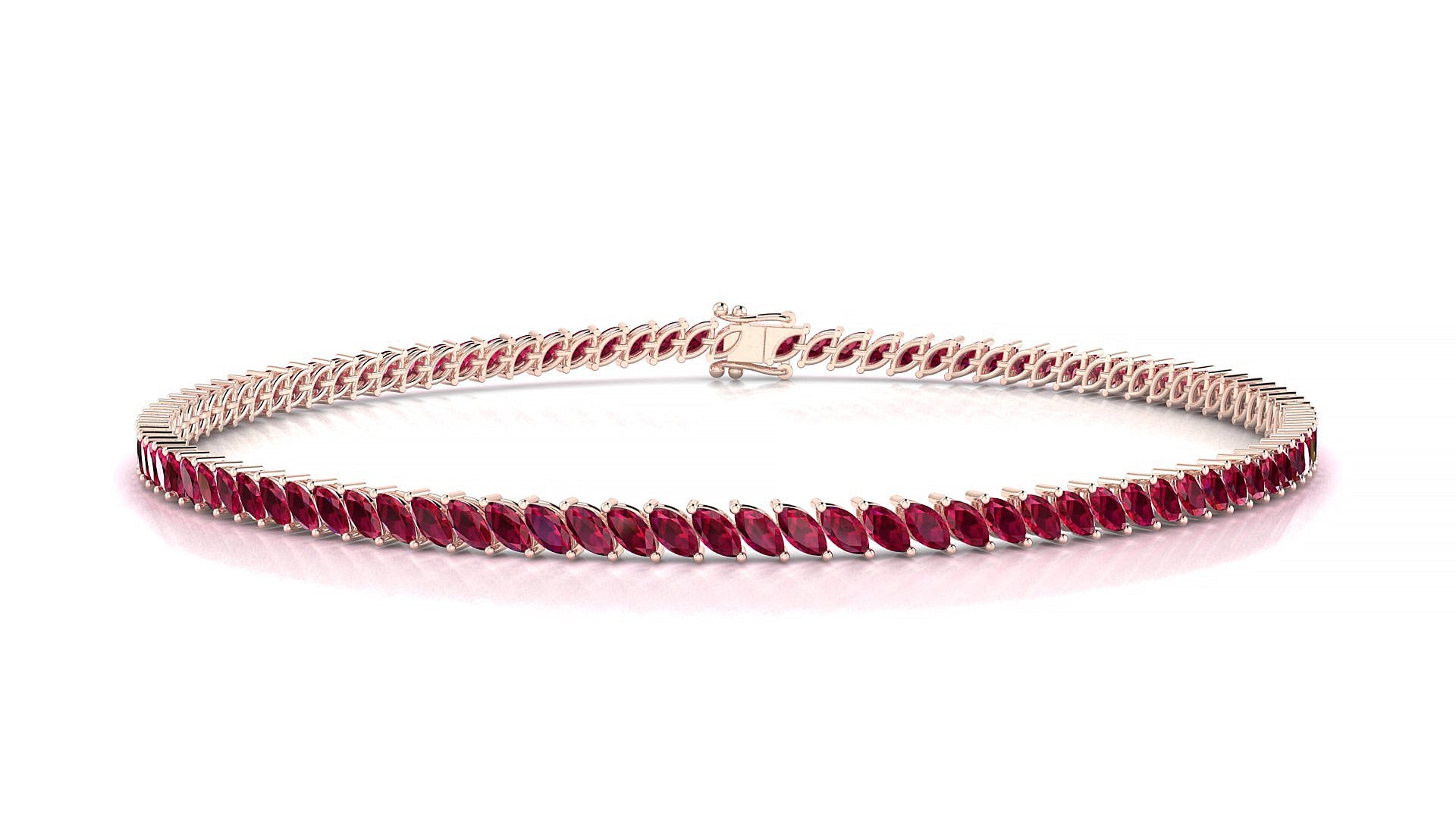 Venezia | 18k Rose Gold 3 x 1.5 mm Marquise Natural Ruby Tennis Bracelet