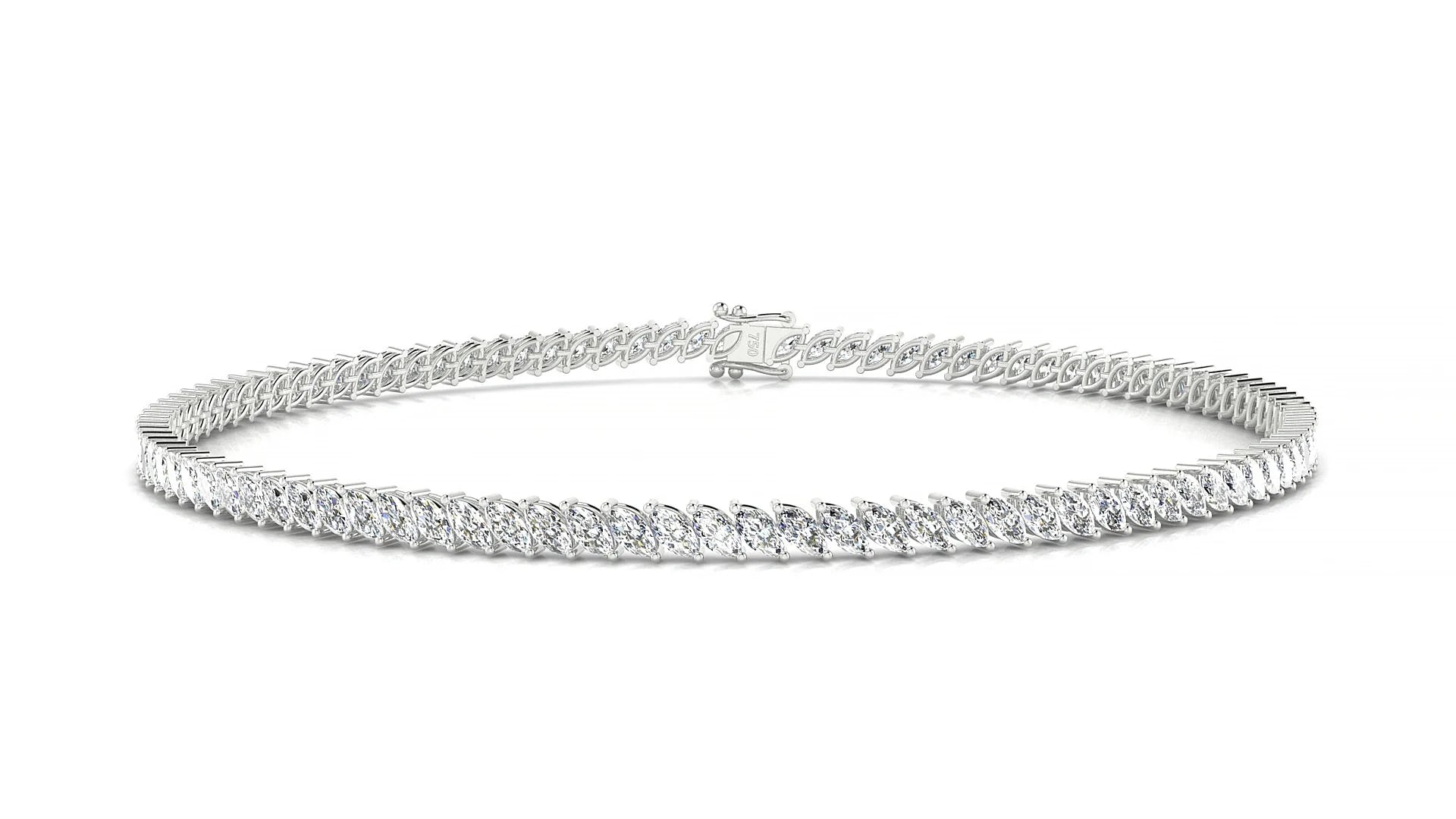 Venezia | 18k White Gold 3 x 1.5 mm Marquise Lab-Grown Diamond 18 cm Tennis Bracelet