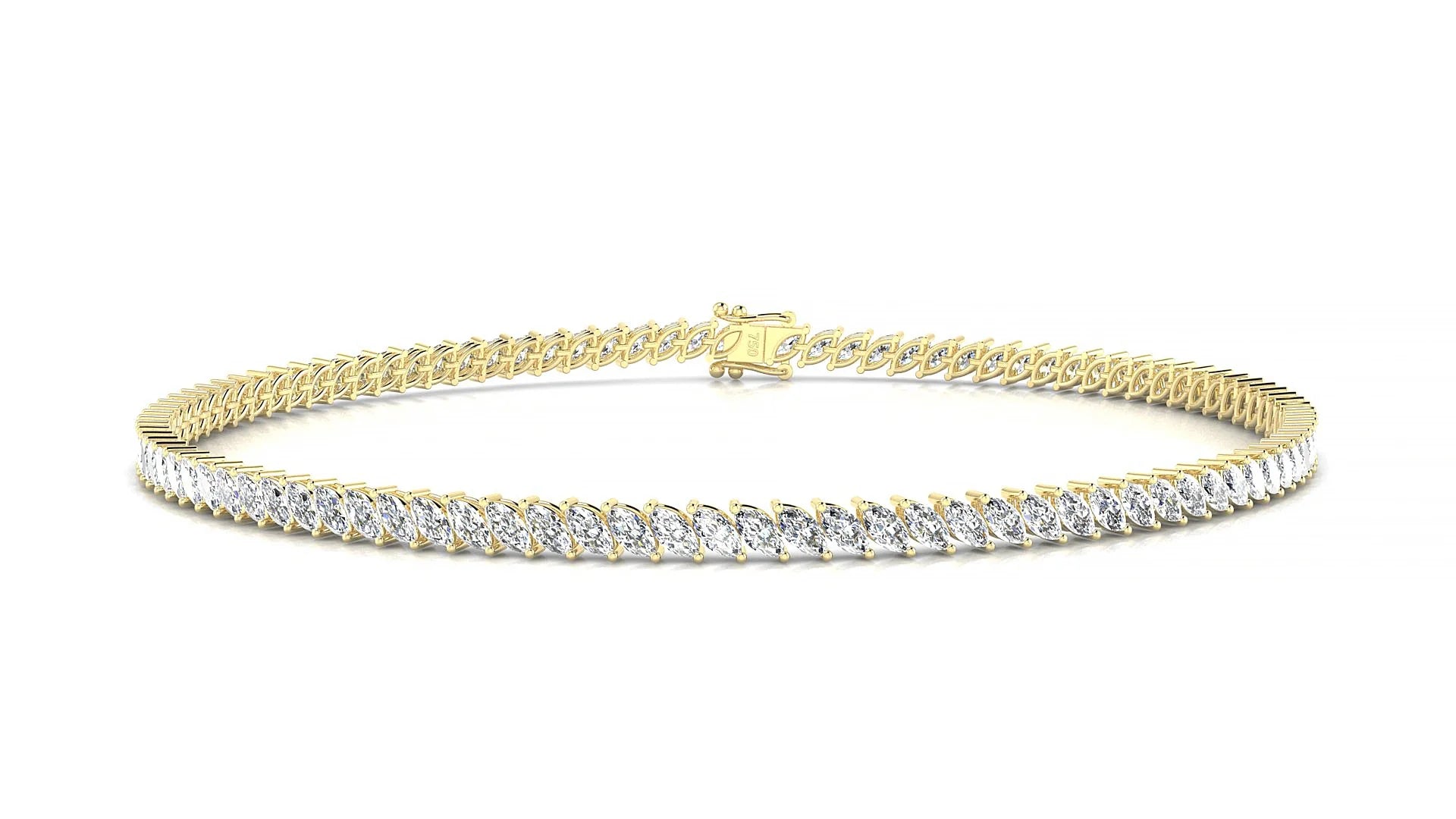 Venezia | 18k Yellow Gold 3 x 1.5 mm Marquise Lab-Grown Diamond 18 cm Tennis Bracelet