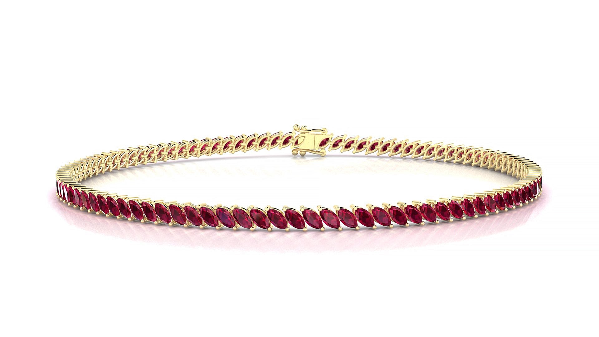 Venezia | 18k Yellow Gold 3 x 1.5 mm Marquise Natural Ruby Tennis Bracelet