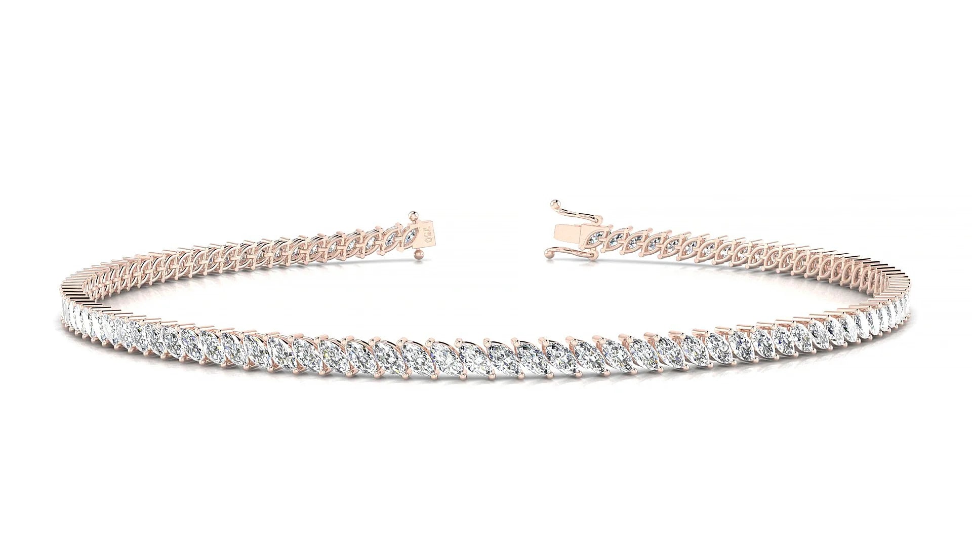 Venezia | 18k Rose Gold 3 x 1.5 mm Marquise Lab-Grown Diamond 18 cm Tennis Bracelet