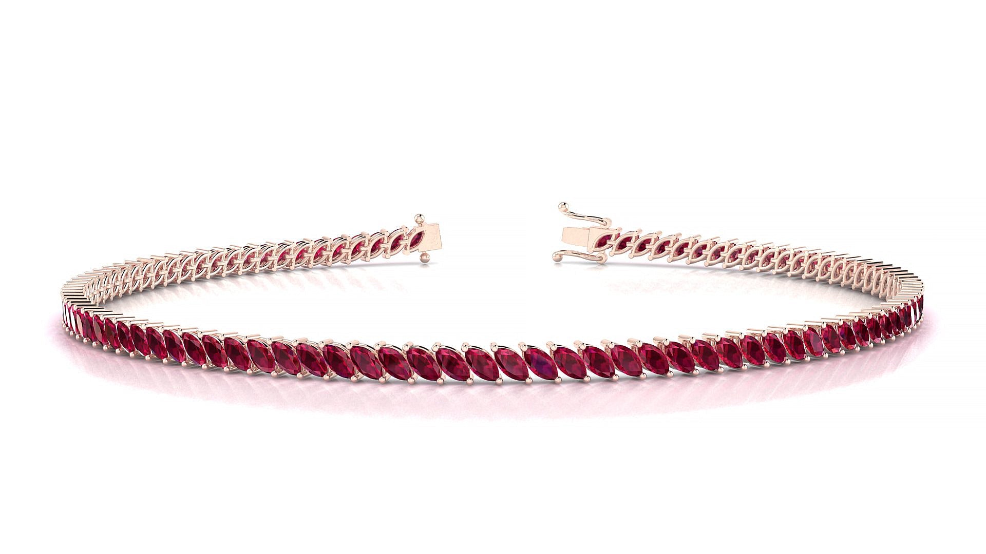Venezia | 18k Rose Gold 3 x 1.5 mm Marquise Natural Ruby Tennis Bracelet