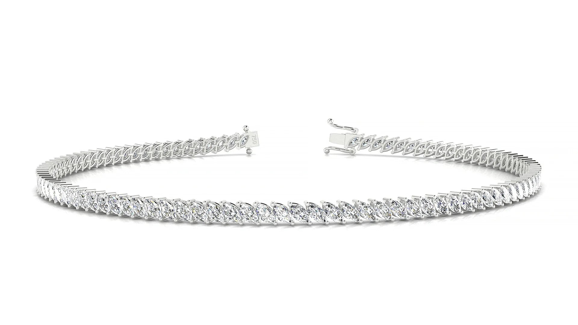 Venezia | 18k White Gold 3 x 1.5 mm Marquise Lab-Grown Diamond 18 cm Tennis Bracelet