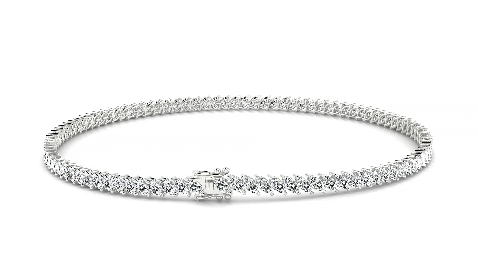 Venezia | 18k White Gold 3 x 1.5 mm Marquise Lab-Grown Diamond 18 cm Tennis Bracelet
