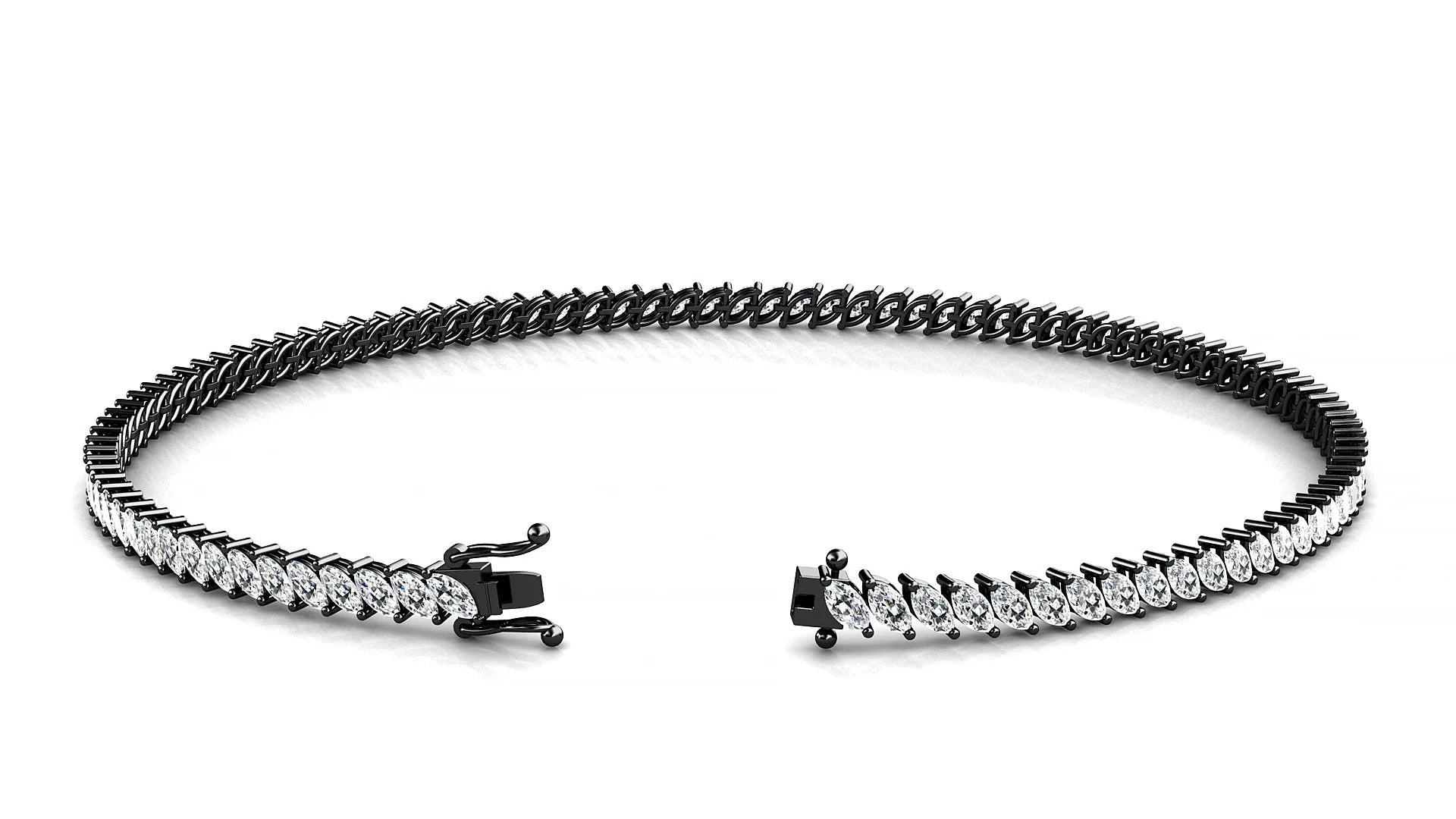 Venezia | 18k Black Gold 3 x 1.5 mm Marquise Lab-Grown Diamond 18 cm Tennis Bracelet