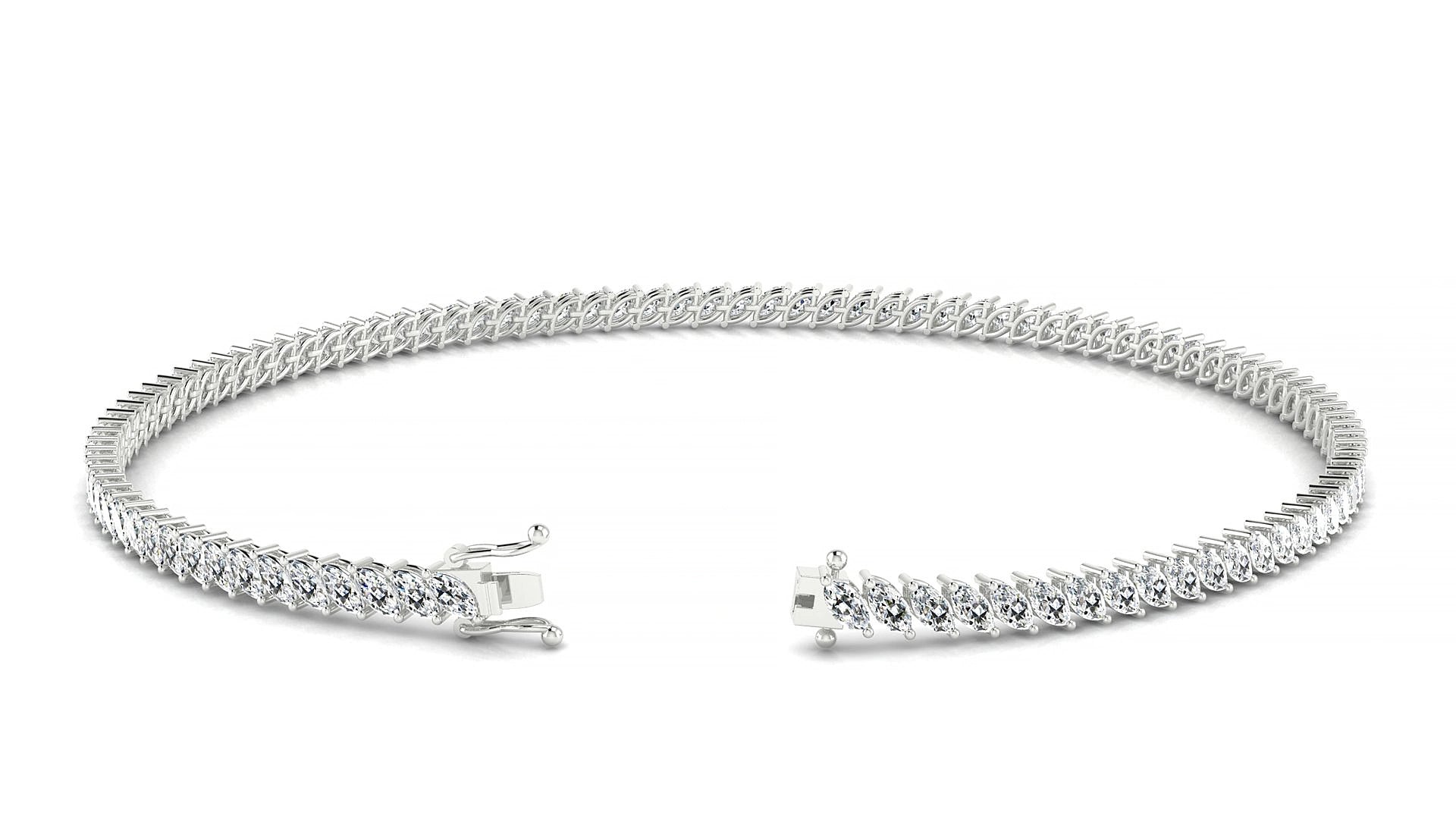 Venezia | 18k White Gold 3 x 1.5 mm Marquise Lab-Grown Diamond 15 cm Tennis Bracelet