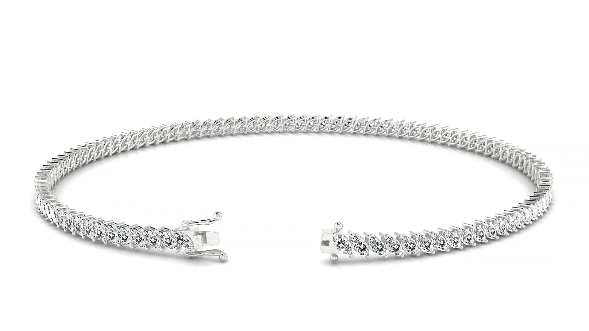 Venezia | 18k White Gold 3 x 1.5 mm Marquise Lab-Grown Diamond 18 cm Tennis Bracelet