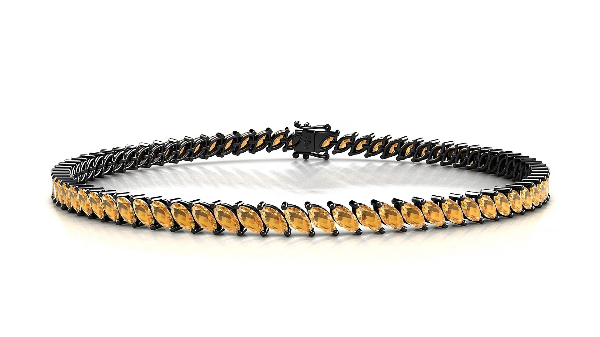 Venezia | 18k Black Gold 4 x 2 mm Marquise Natural Citrine Tennis Bracelet